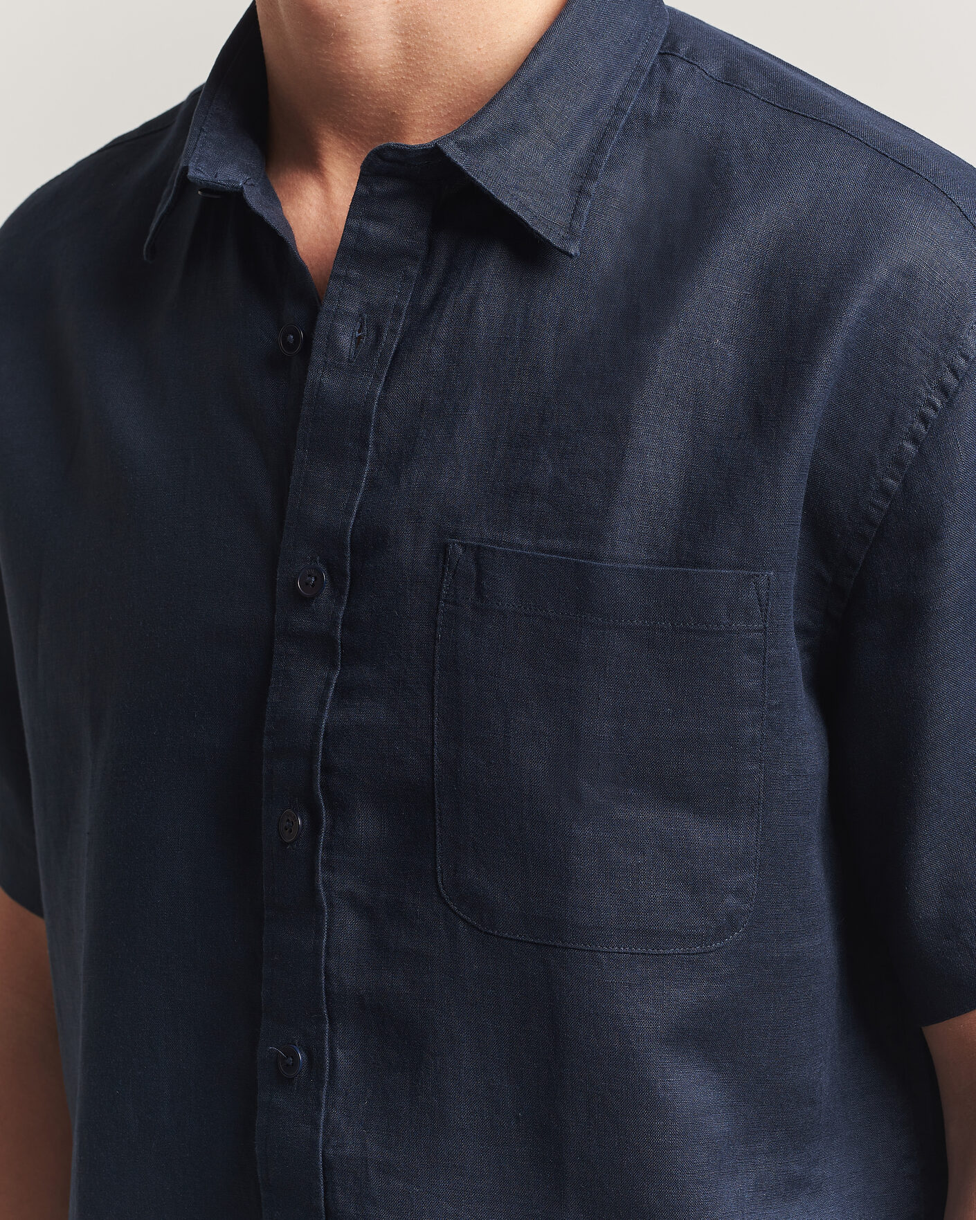 Herre | Skjorter | NN07 | Deon Linen Short Sleeve Shirt Navy Blue
