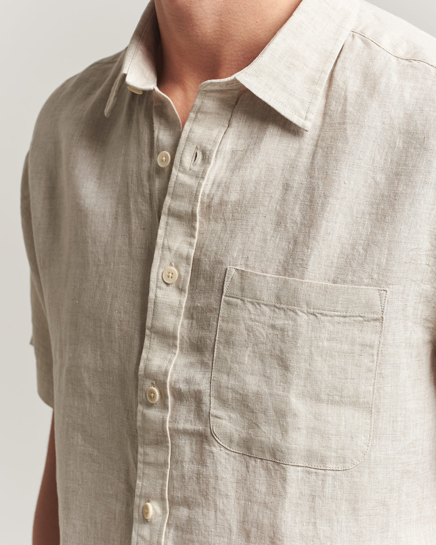 Herre | Skjorter | NN07 | Deon Linen Short Sleeve Shirt Oat