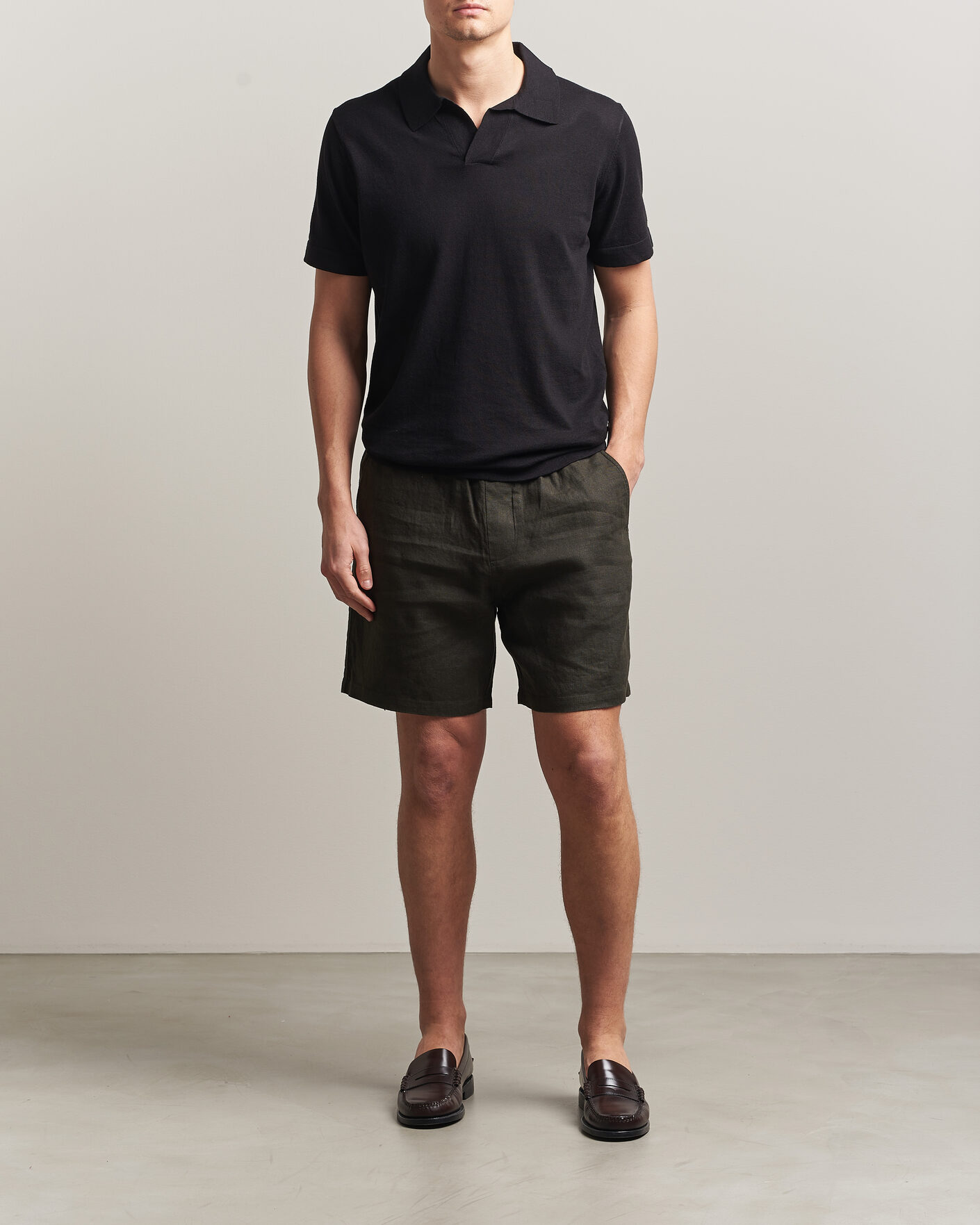 Herre | Pikéer | NN07 | Ryan Cotton/Linen Polo Black