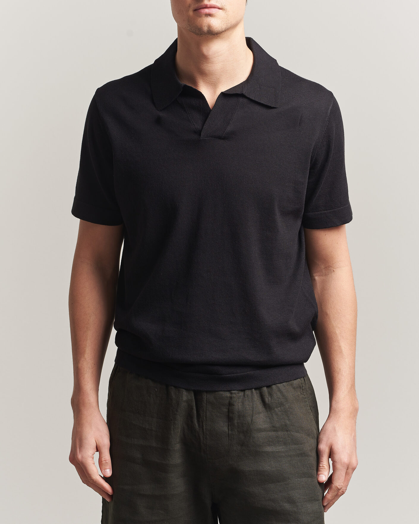 Herre | Pikéer | NN07 | Ryan Cotton/Linen Polo Black