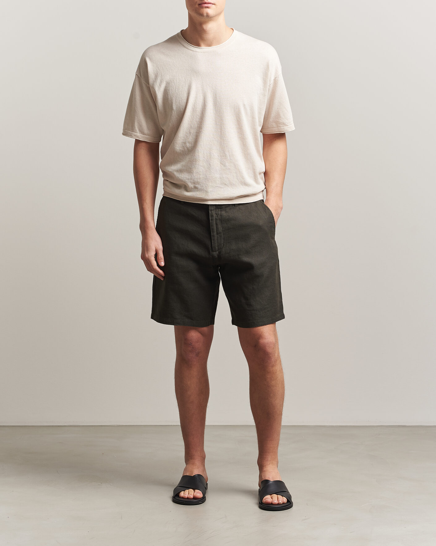 Herre | T-Shirts | NN07 | Ryan Cotton/Linen T-Shirt Oat