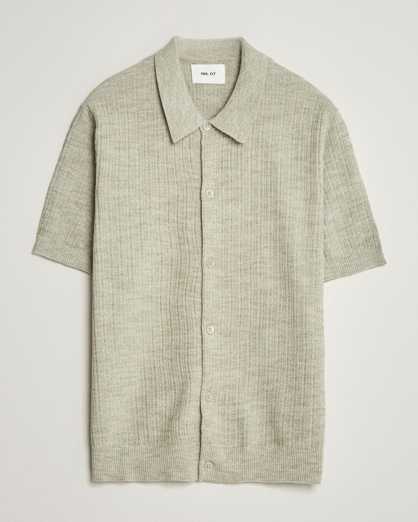 Herre | Skjorter | NN07 | Nolan Knitted Short Sleeve Shirt Sage Green