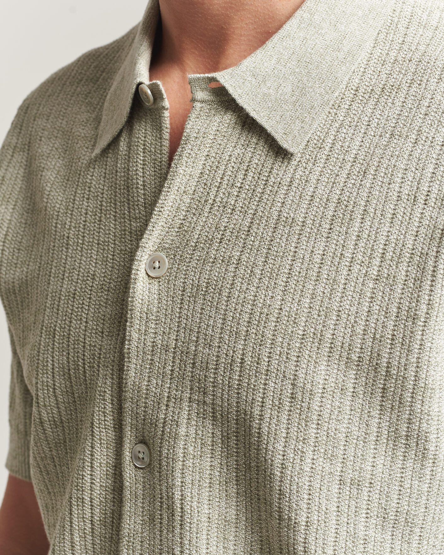 Herre | Skjorter | NN07 | Nolan Knitted Short Sleeve Shirt Sage Green