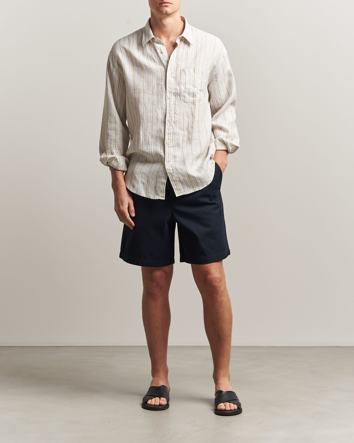 Herre | Skjorter | NN07 | Deon Linen Shirt Mint Stripe
