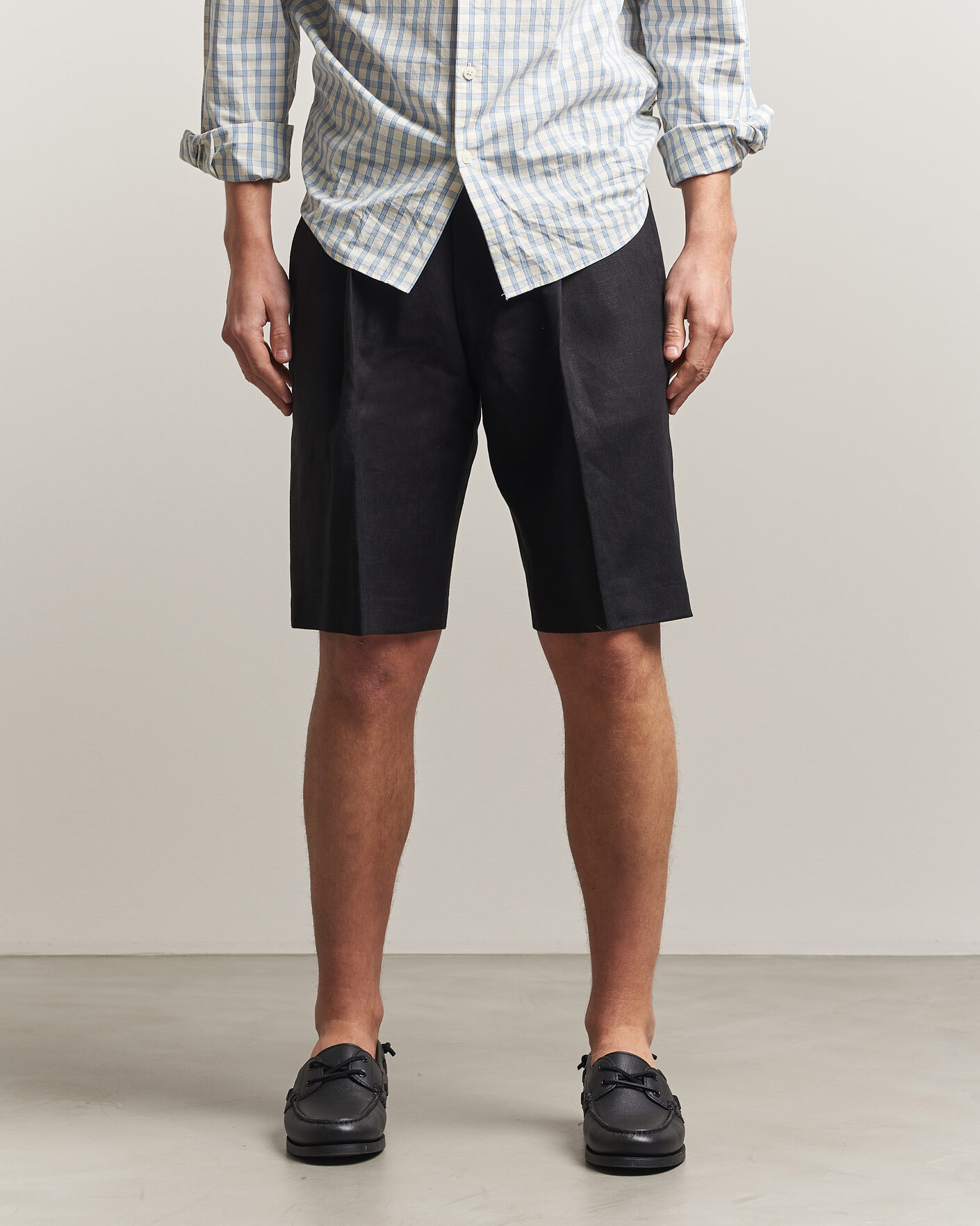 Herre | Shorts | NN07 | Kay Relaxed Fit Linen Drawstring Shorts Black