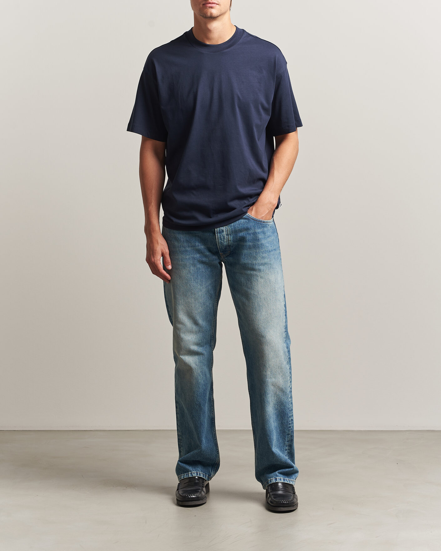 Herre | T-Shirts | NN07 | Lionel Suvin Cotton Crew Neck T-Shirt Navy Blue