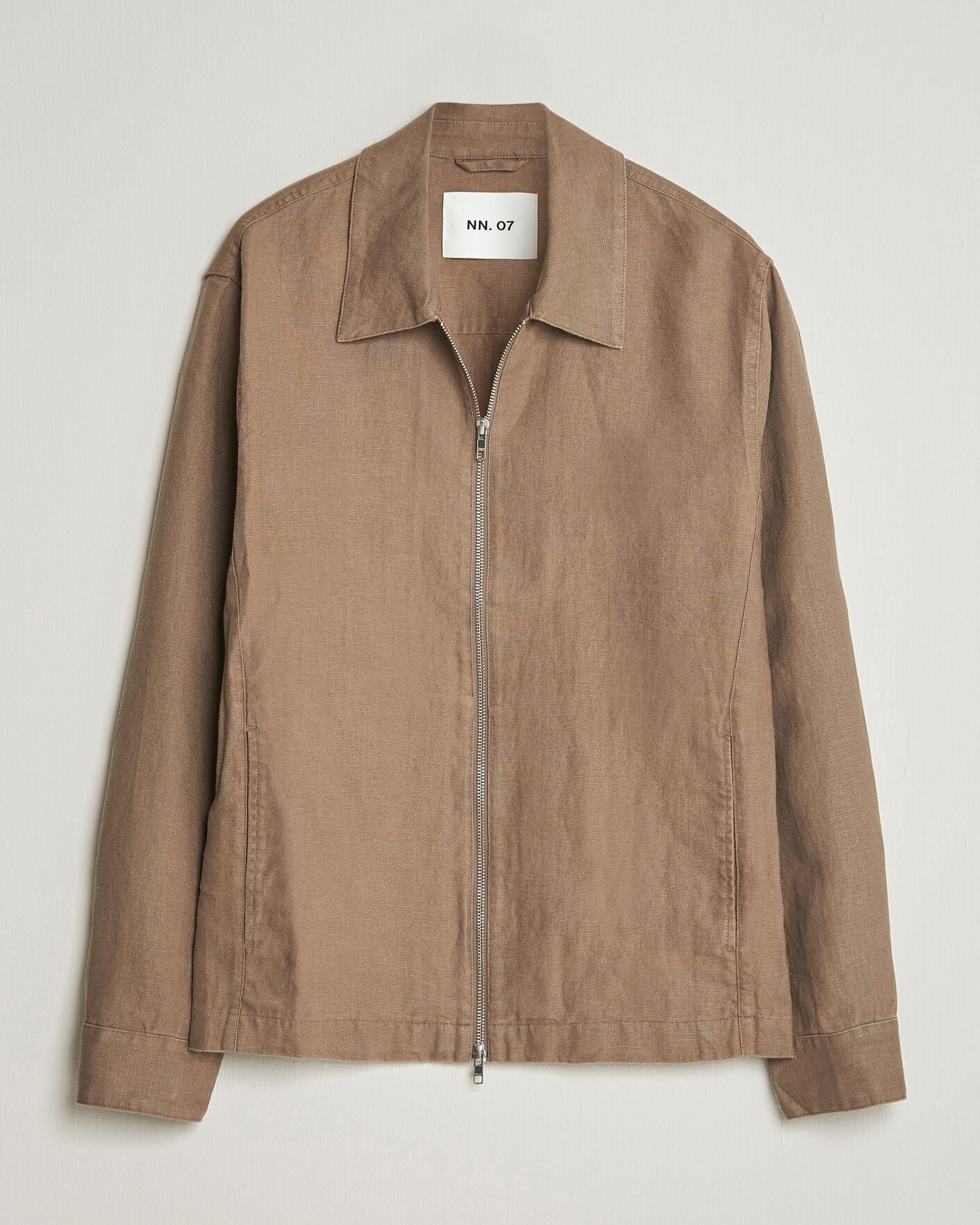 Herre | Skjorter | NN07 | Alban Linen Full Zip Overshirt Clay Mirage