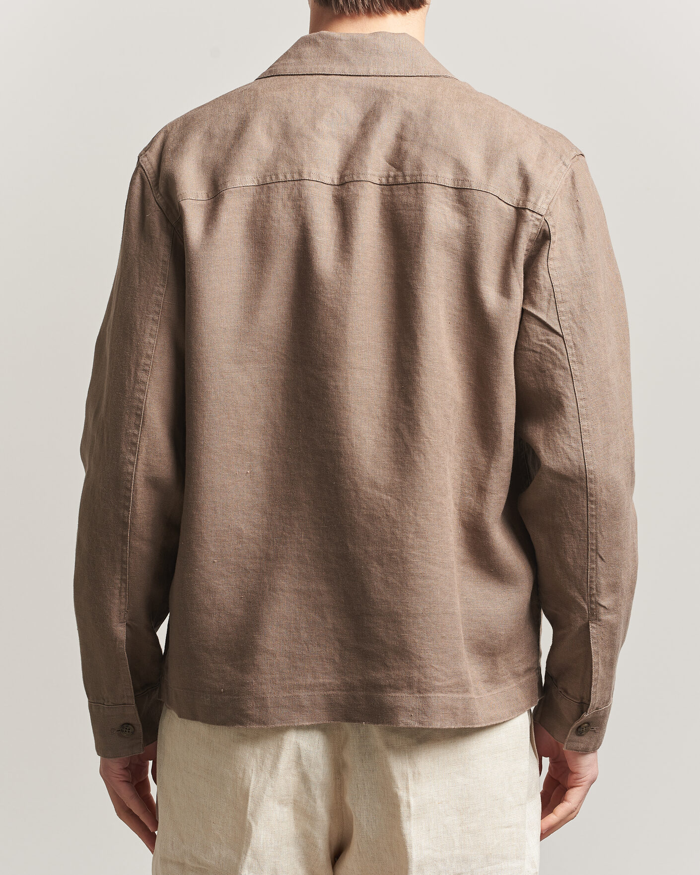 Herre | Skjorter | NN07 | Alban Linen Full Zip Overshirt Clay Mirage