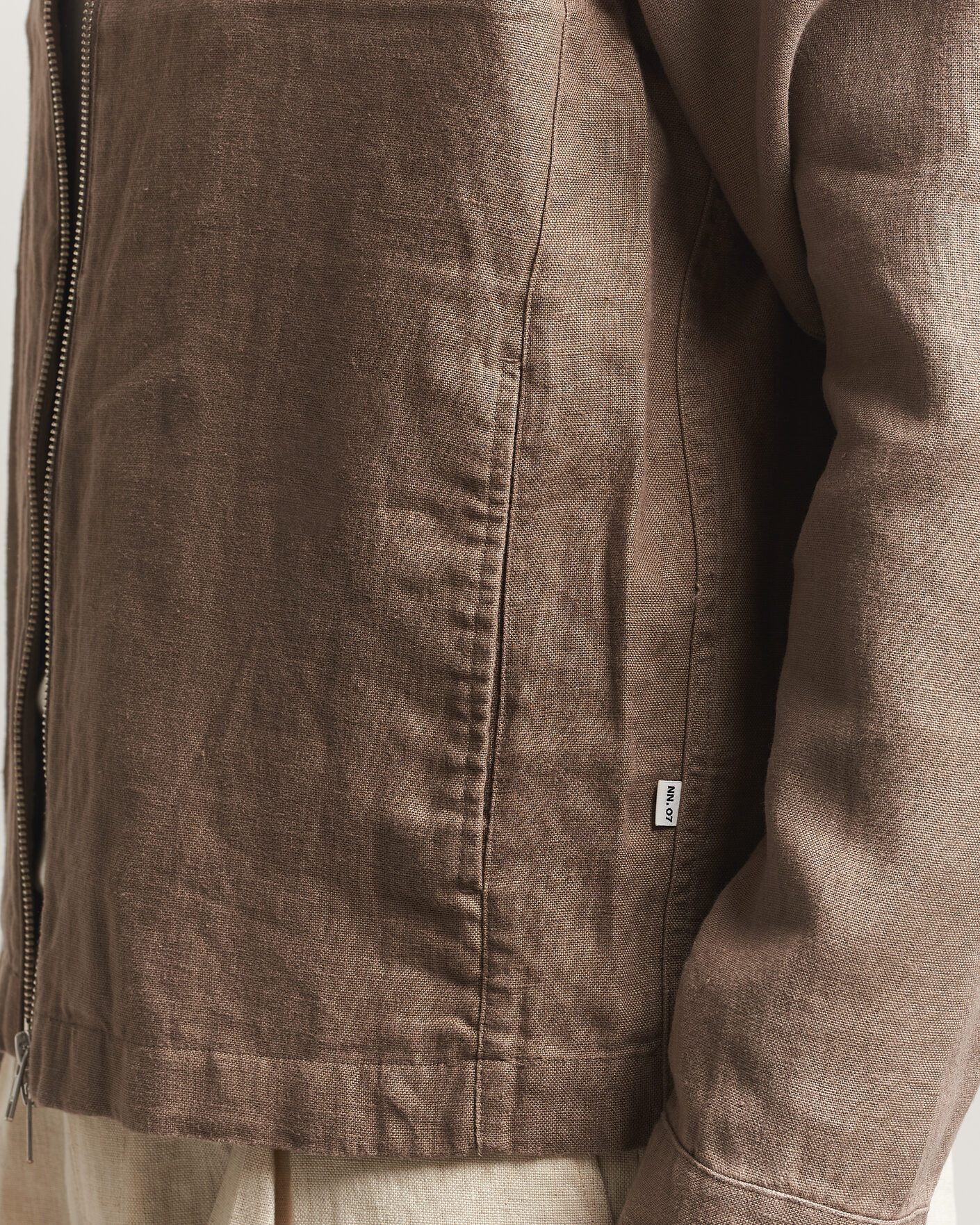 Herre | Skjorter | NN07 | Alban Linen Full Zip Overshirt Clay Mirage