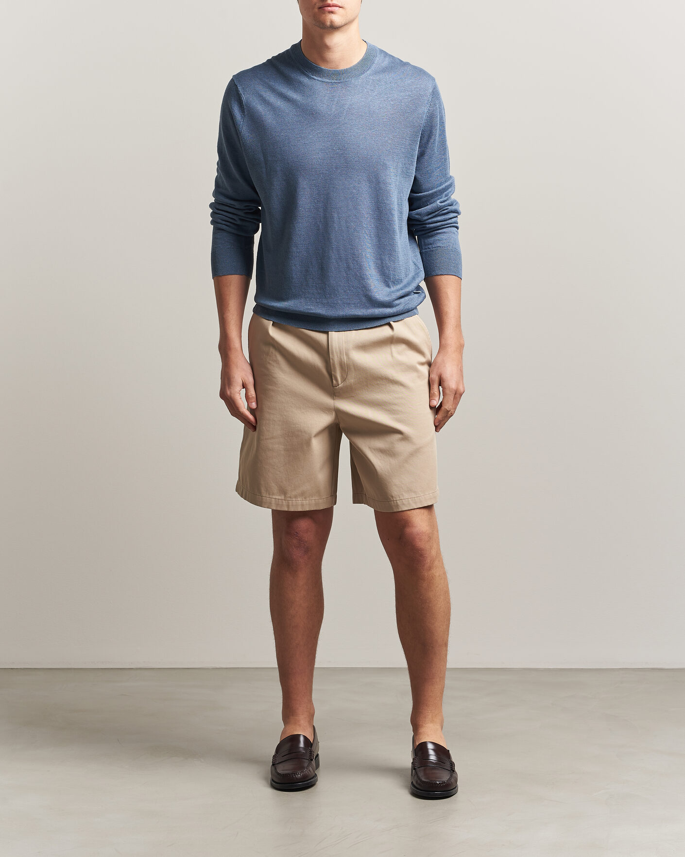 Herre | Gensere | NN07 | Ted Linen Knitted Sweater Stone Blue