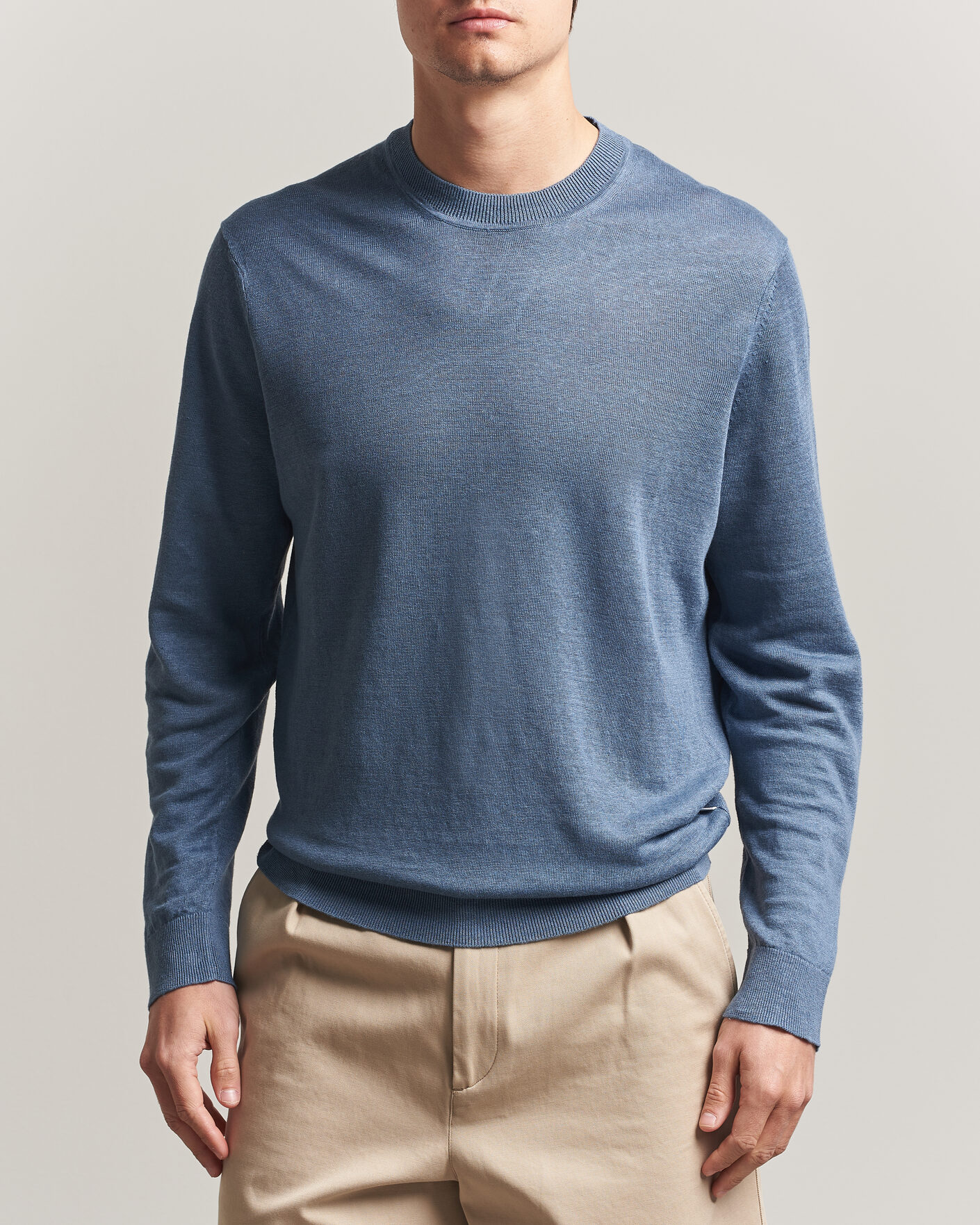 Herre | Gensere | NN07 | Ted Linen Knitted Sweater Stone Blue