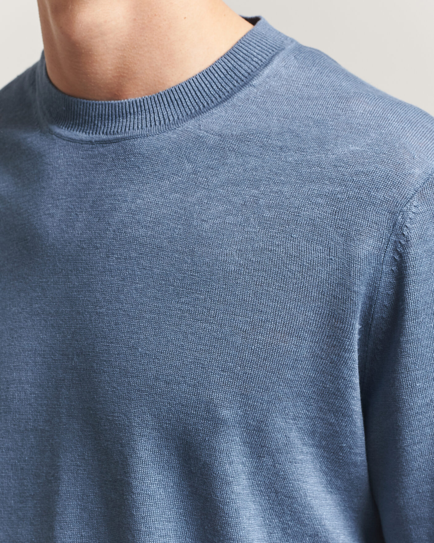 Herre | Gensere | NN07 | Ted Linen Knitted Sweater Stone Blue