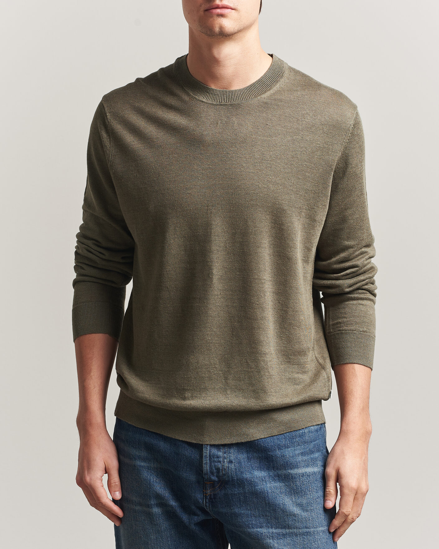 Herre | Gensere | NN07 | Ted Linen Knitted Sweater Capers Green