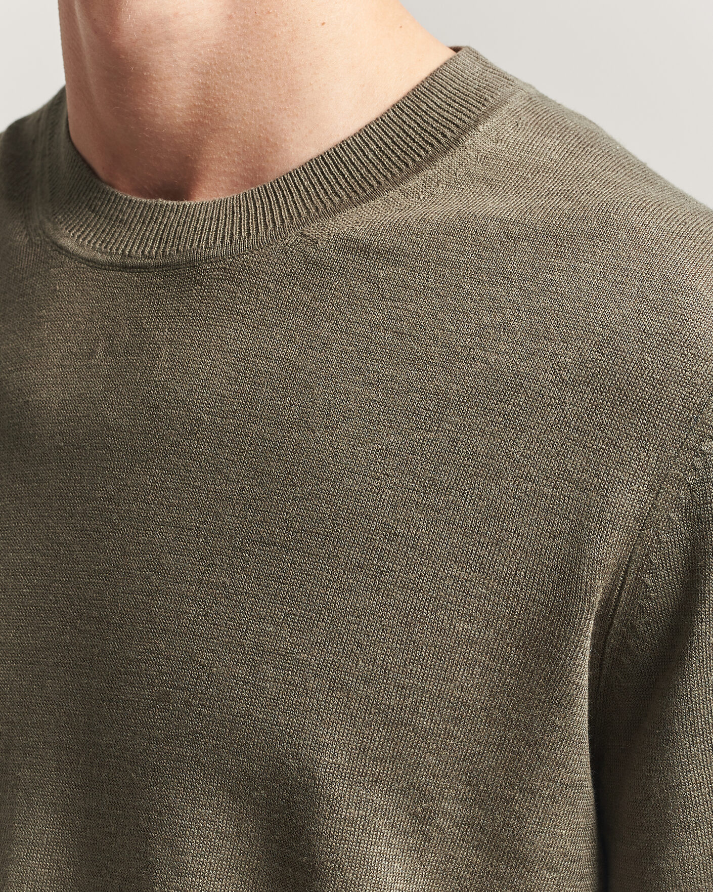 Herre | Gensere | NN07 | Ted Linen Knitted Sweater Capers Green