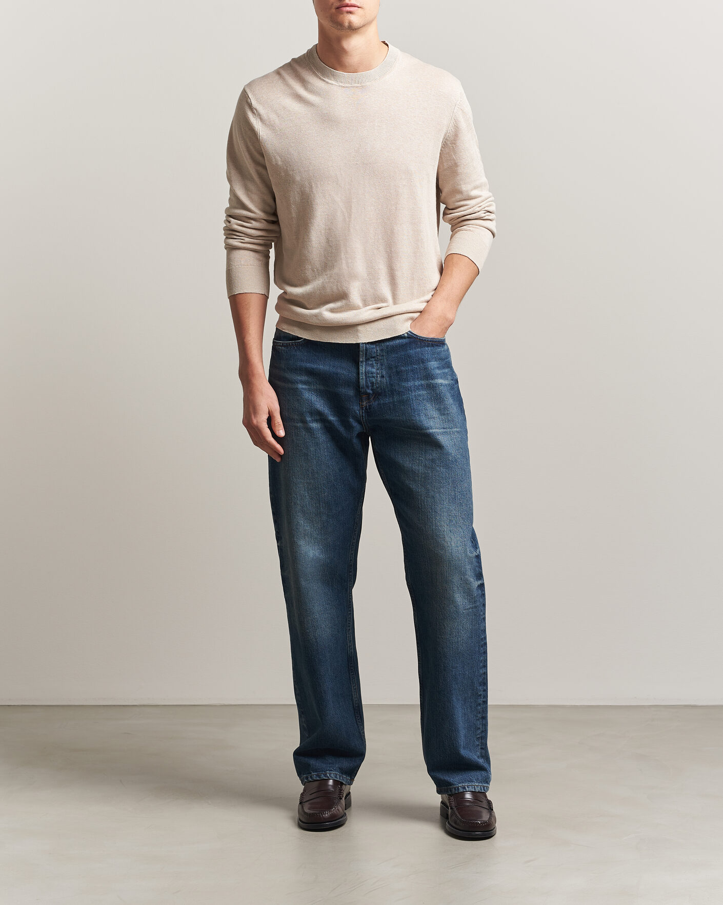 Herre | Gensere | NN07 | Ted Linen Knitted Sweater Oat