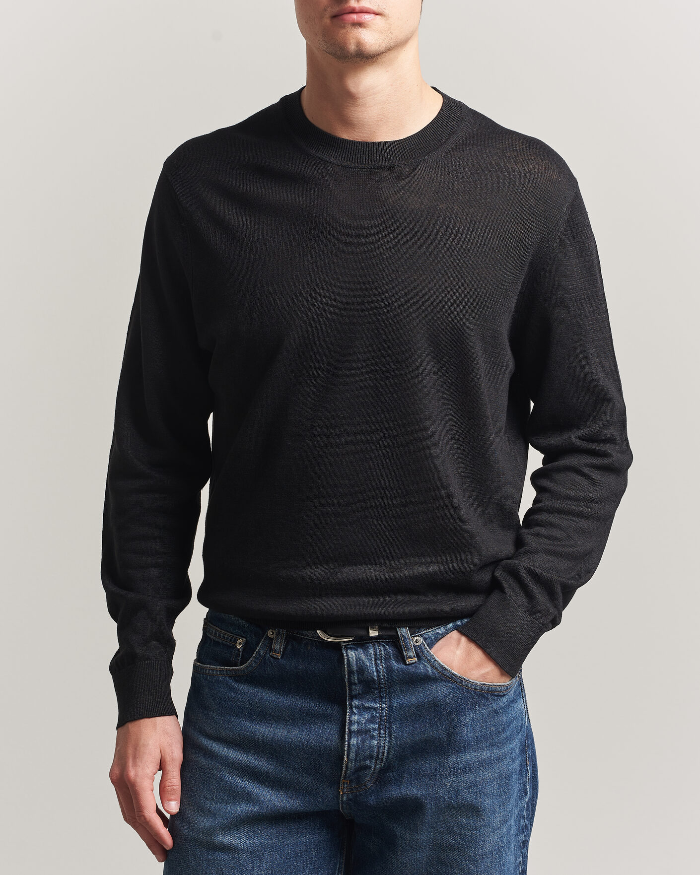 Herre | Gensere | NN07 | Ted Linen Knitted Sweater Black