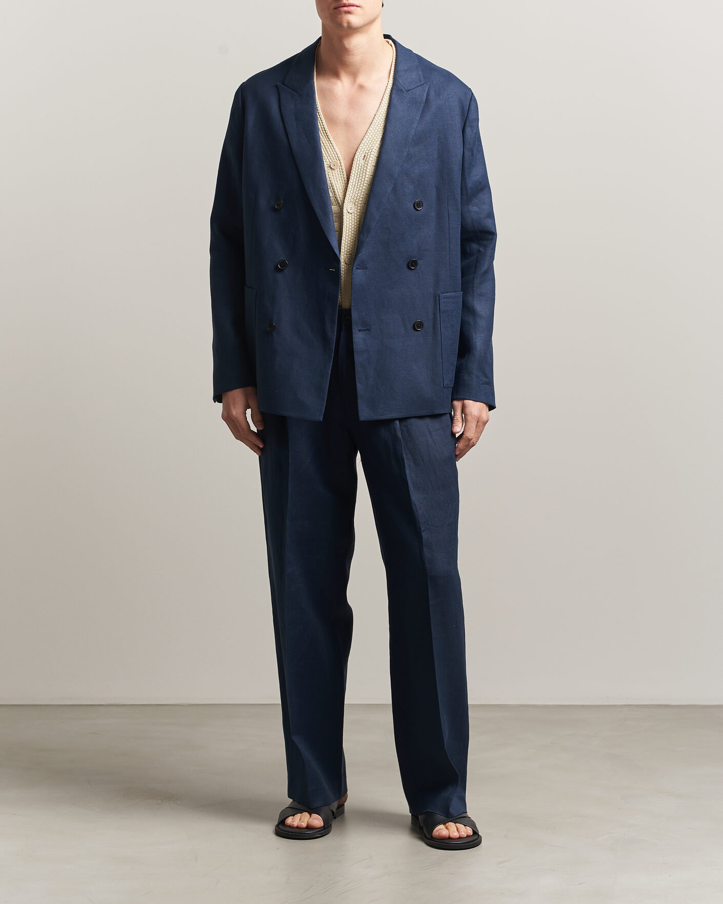 Herre | Dressjakker | NN07 | Jordin Linen Double Breasted Blazer Navy Blue
