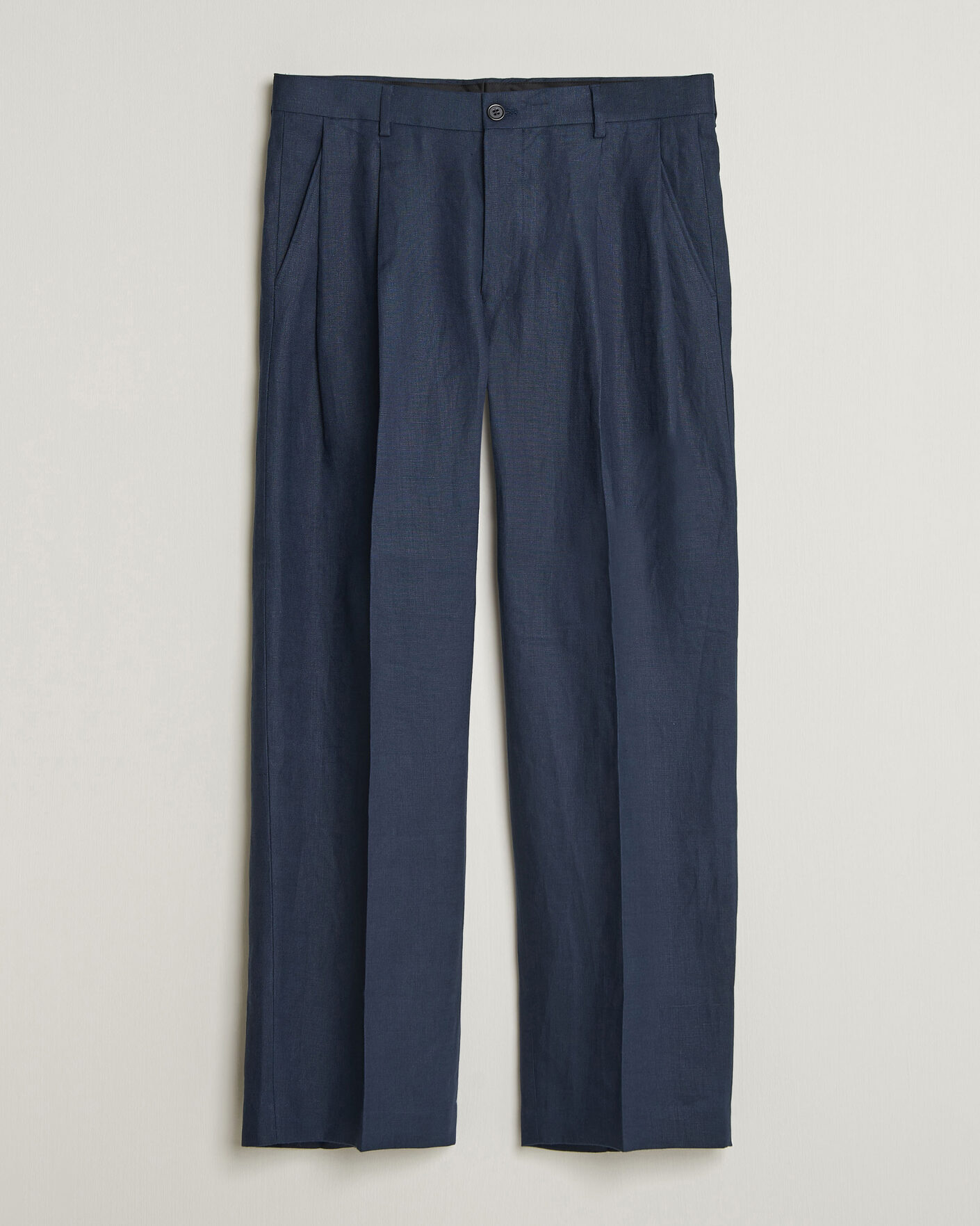 Herre |  | NN07 | Justin Linen Double Pleated Trousers Navy Blue