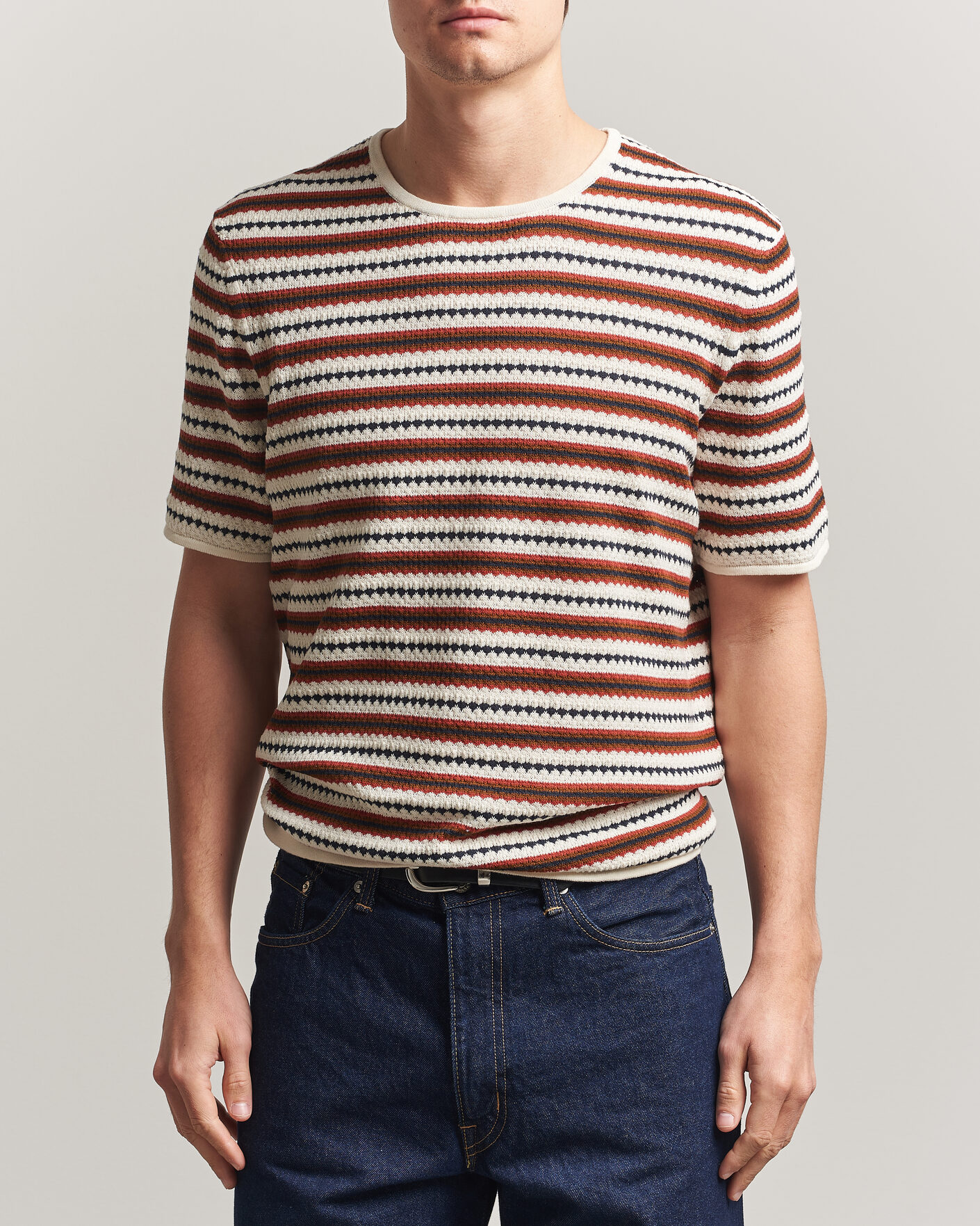 Herre | T-Shirts | NN07 | Bari Knitted Striped T-Shirt Multi