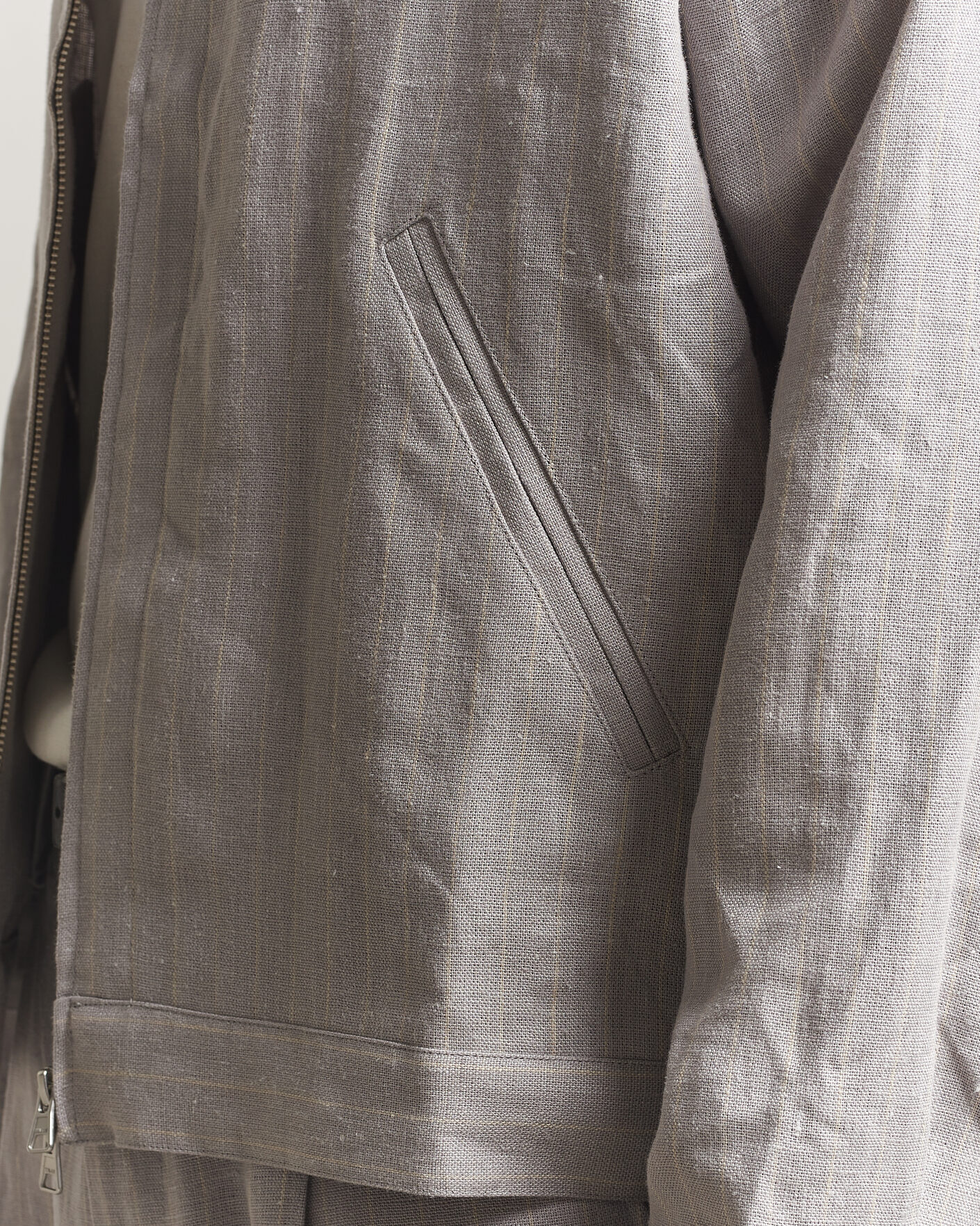 Herre | Skjorter | NN07 | Petrus Pinstriped Linen Full Zip Overshirt Grey