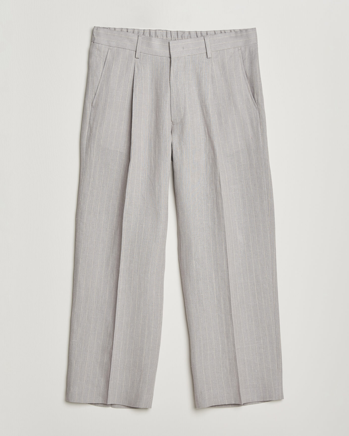 Herre | Bukser | NN07 | Kay Pinstriped Pleated Linen Trousers Grey
