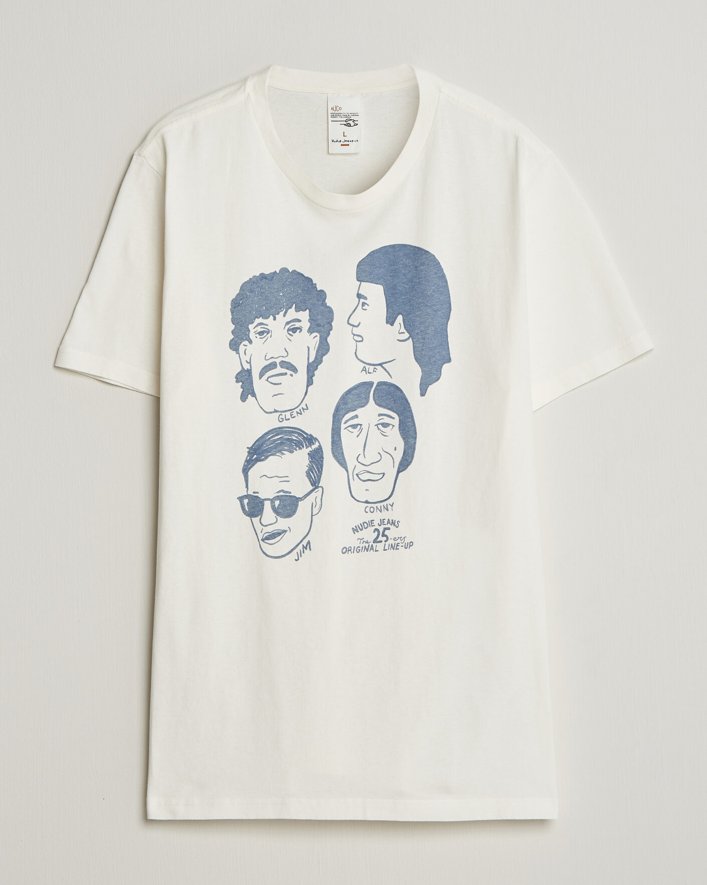 Herre | T-Shirts | Nudie Jeans | Roy Fab Four T-Shirt Chalk White