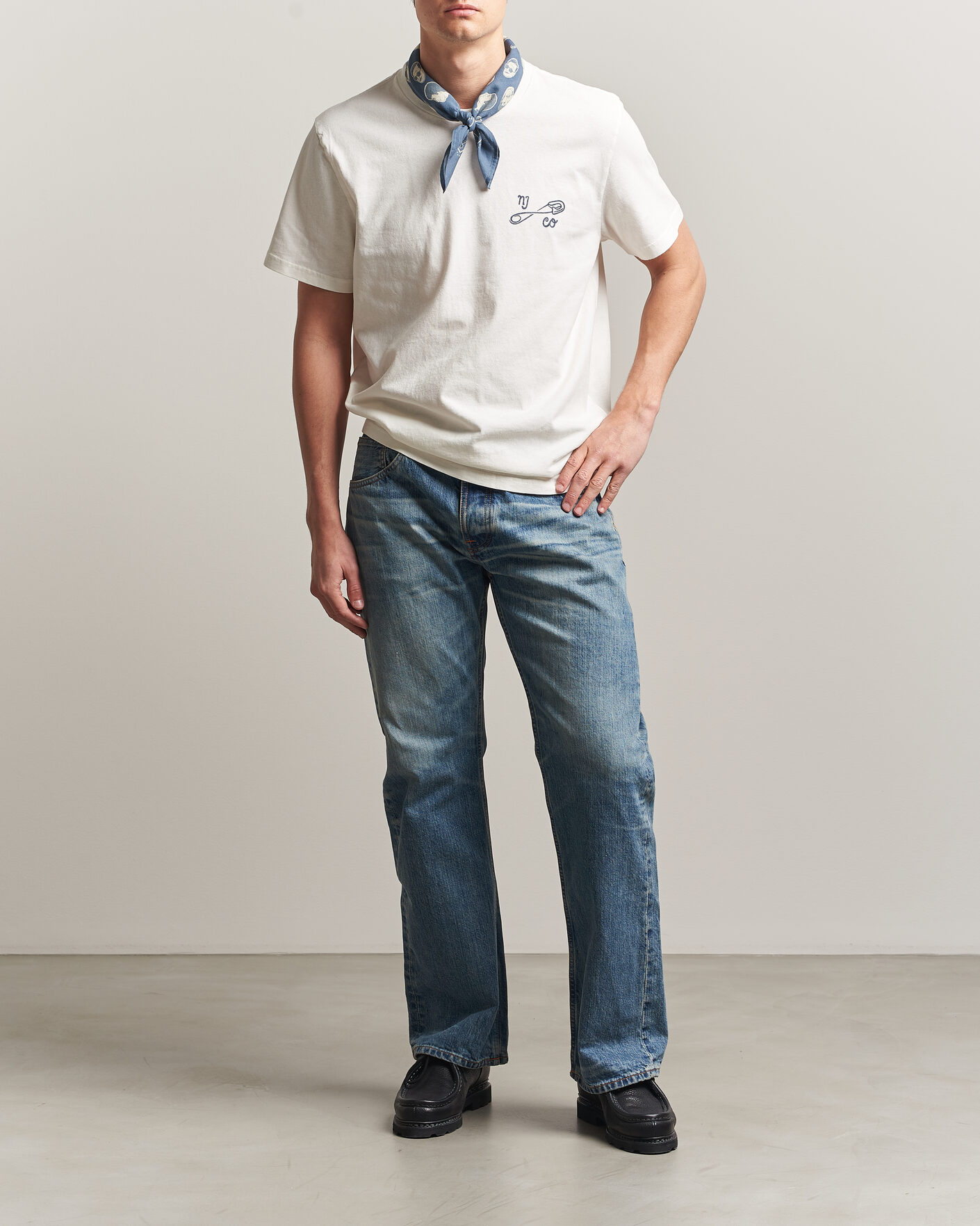 Herre | T-Shirts | Nudie Jeans | Roy NJCO Pin T-Shirt Chalk White