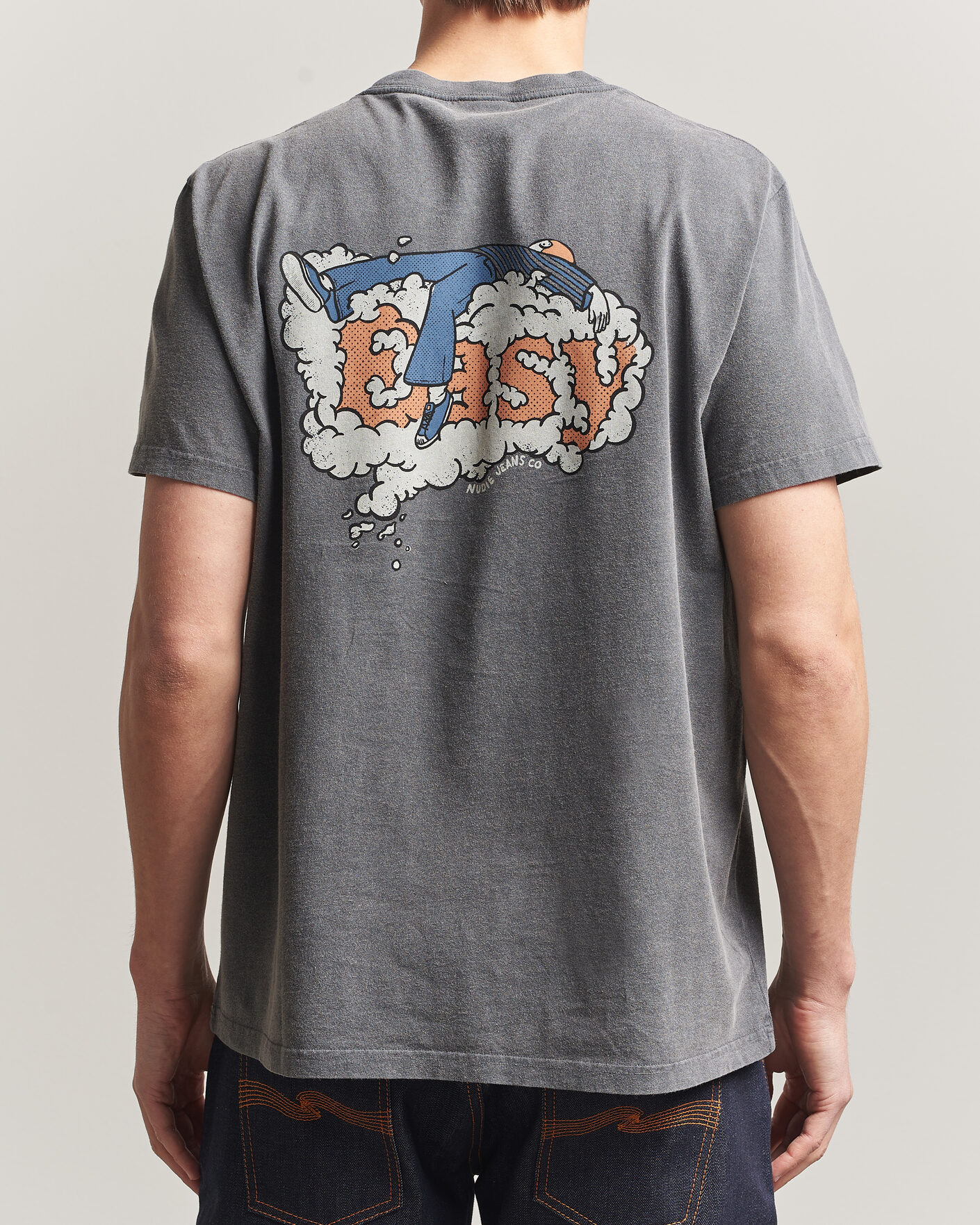 Herre | T-Shirts | Nudie Jeans | Roy Easy Cloud T-Shirt Antracite