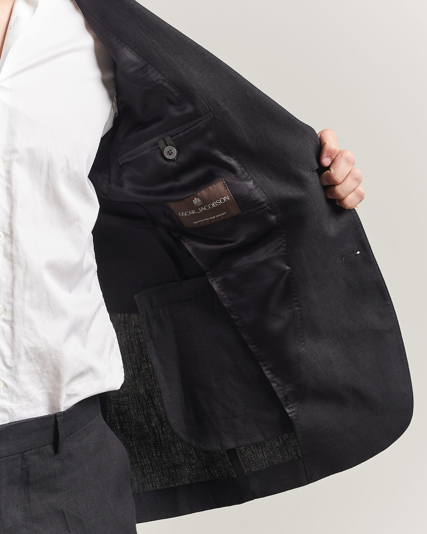 Herre | Dressjakker | Oscar Jacobson | Rufus Soft Linen Blazer Black