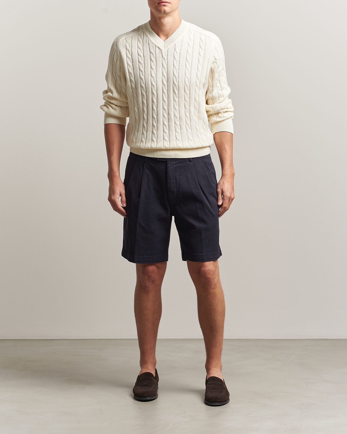 Herre | Shorts | Oscar Jacobson | Tanker Pleat Shorts Navy