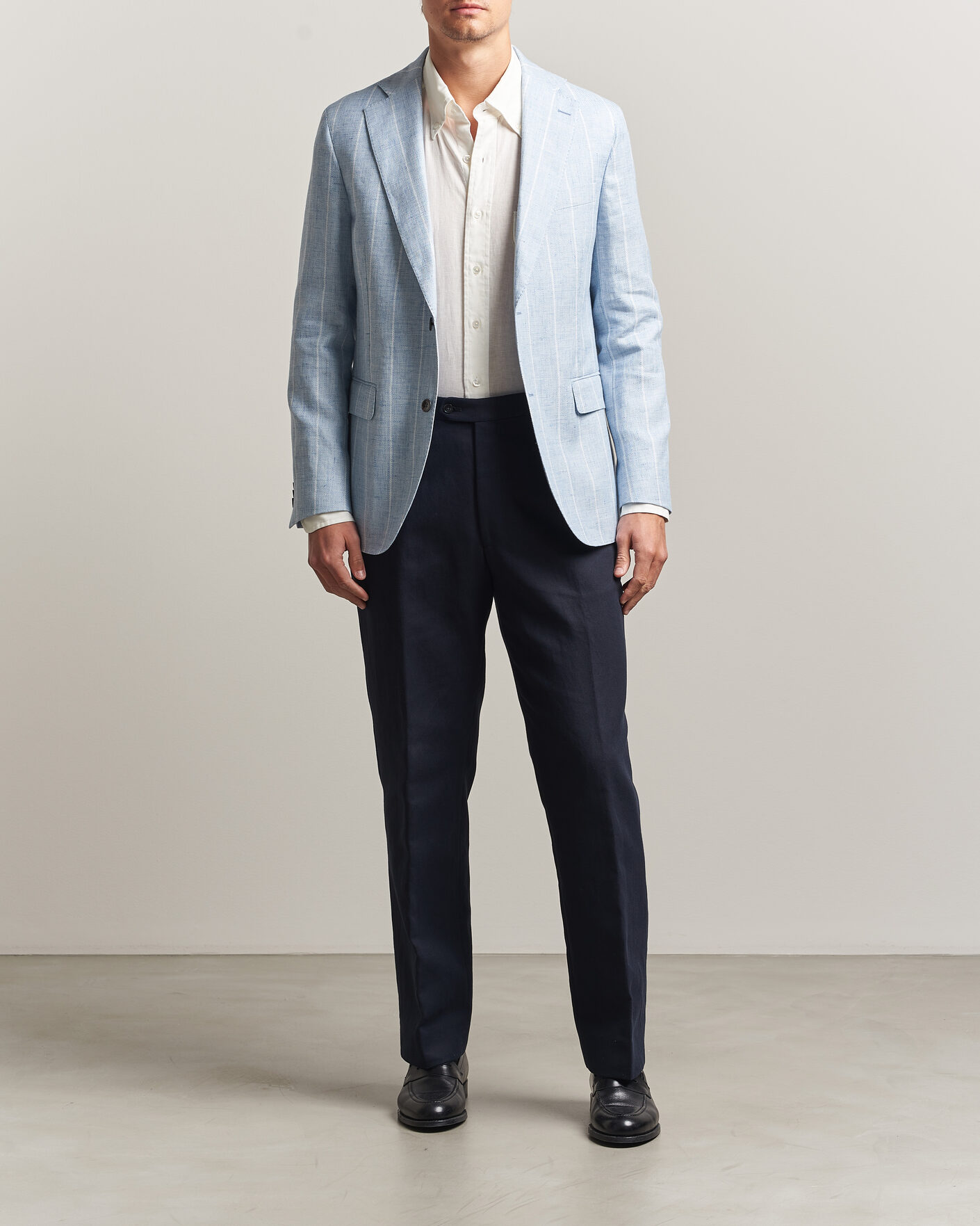 Herre | Dressjakker | Oscar Jacobson | Ferry Soft Linen/Cotton Blazer Light Blue