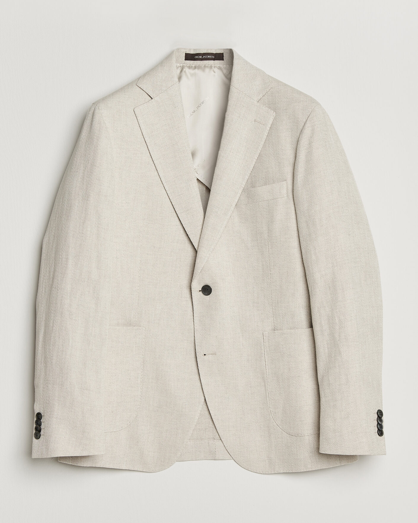 Herre | Dressjakker | Oscar Jacobson | Ferry Patch Cotton/Linen Blazer Off White