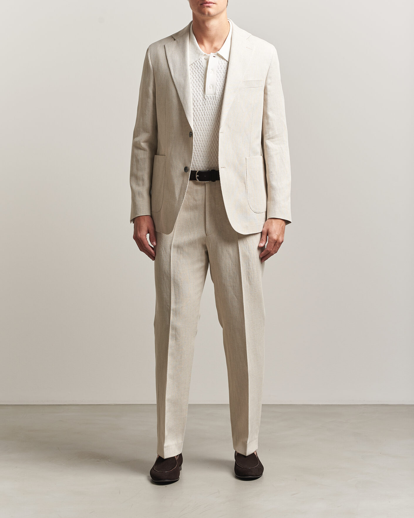 Herre | Dressjakker | Oscar Jacobson | Ferry Patch Cotton/Linen Blazer Off White