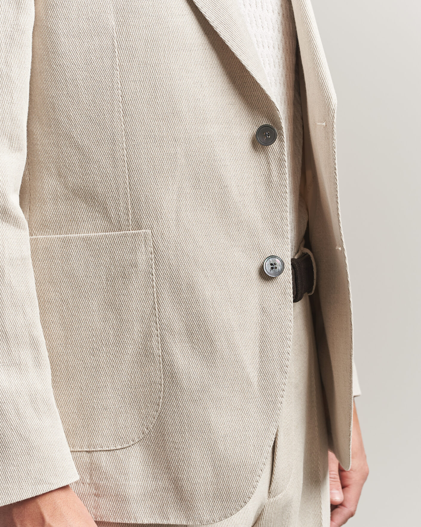 Herre | Dressjakker | Oscar Jacobson | Ferry Patch Cotton/Linen Blazer Off White