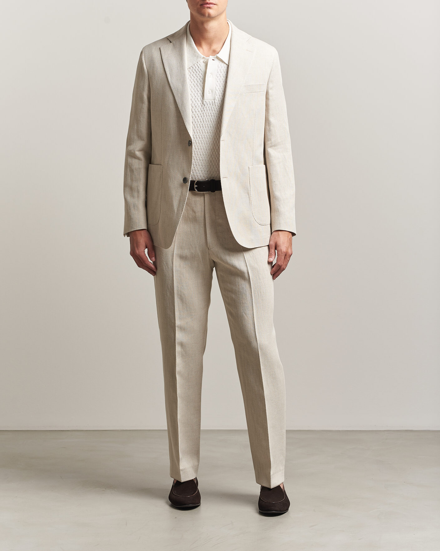 Herre | Bukser | Oscar Jacobson | Dell Cotton/Linen Trousers Off White