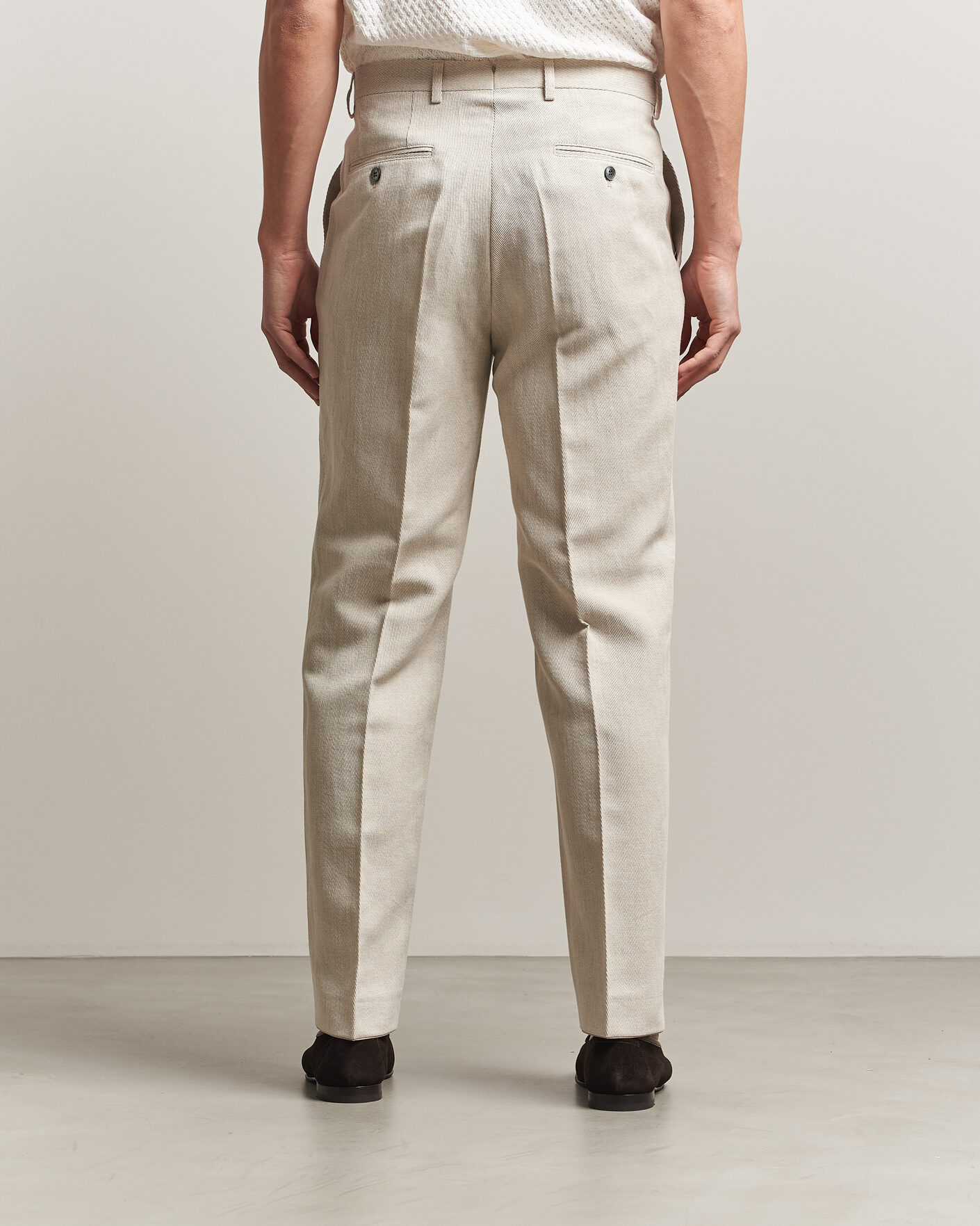 Herre | Bukser | Oscar Jacobson | Dell Cotton/Linen Trousers Off White