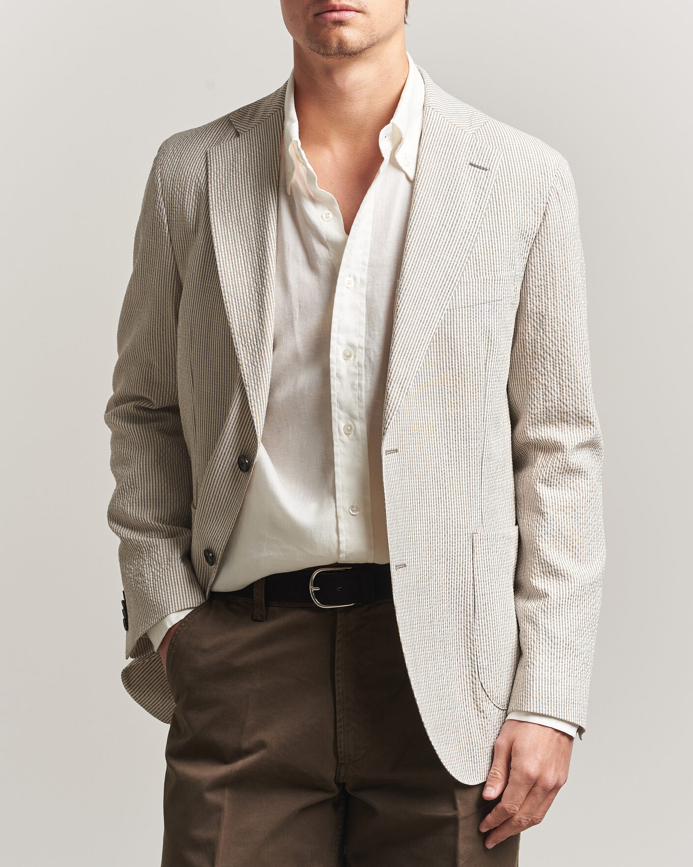 Herre | Dressjakker | Oscar Jacobson | Ferry Patch Soft Blazer Brindle Beige