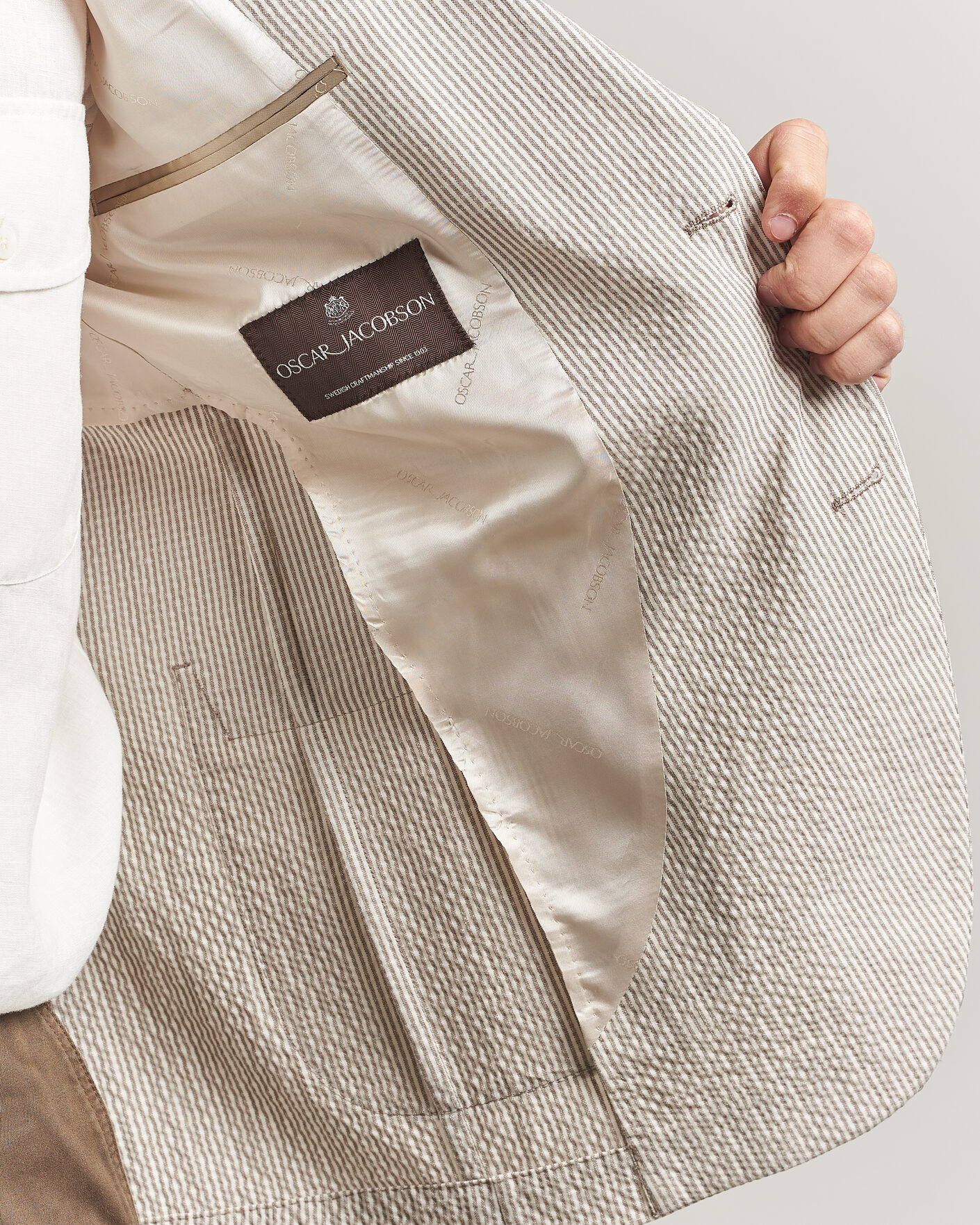 Herre | Dressjakker | Oscar Jacobson | Ferry Patch Soft Blazer Brindle Beige