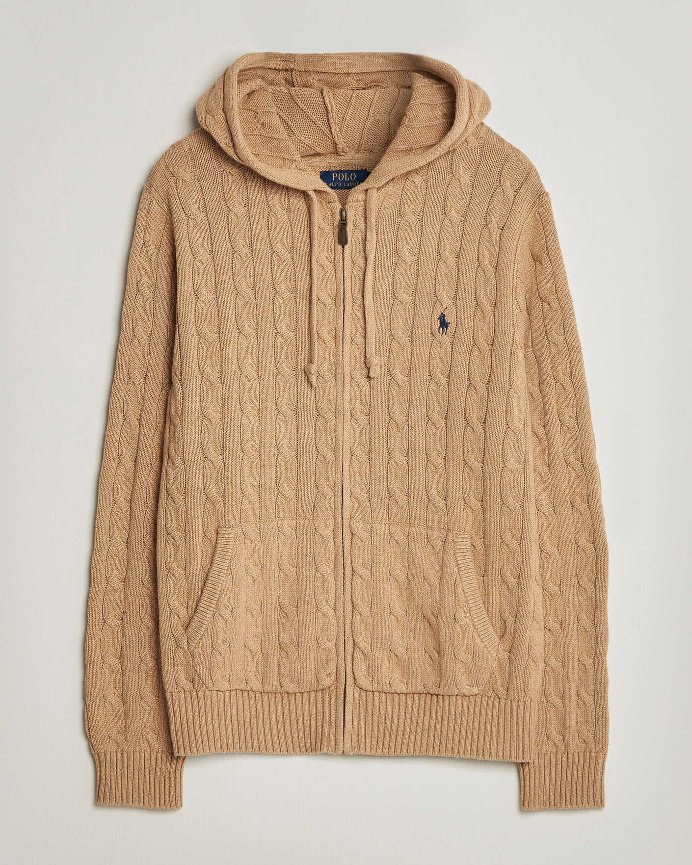 Herre | Gensere | Polo Ralph Lauren | Knitted Full Zip Sweater Camel Melange