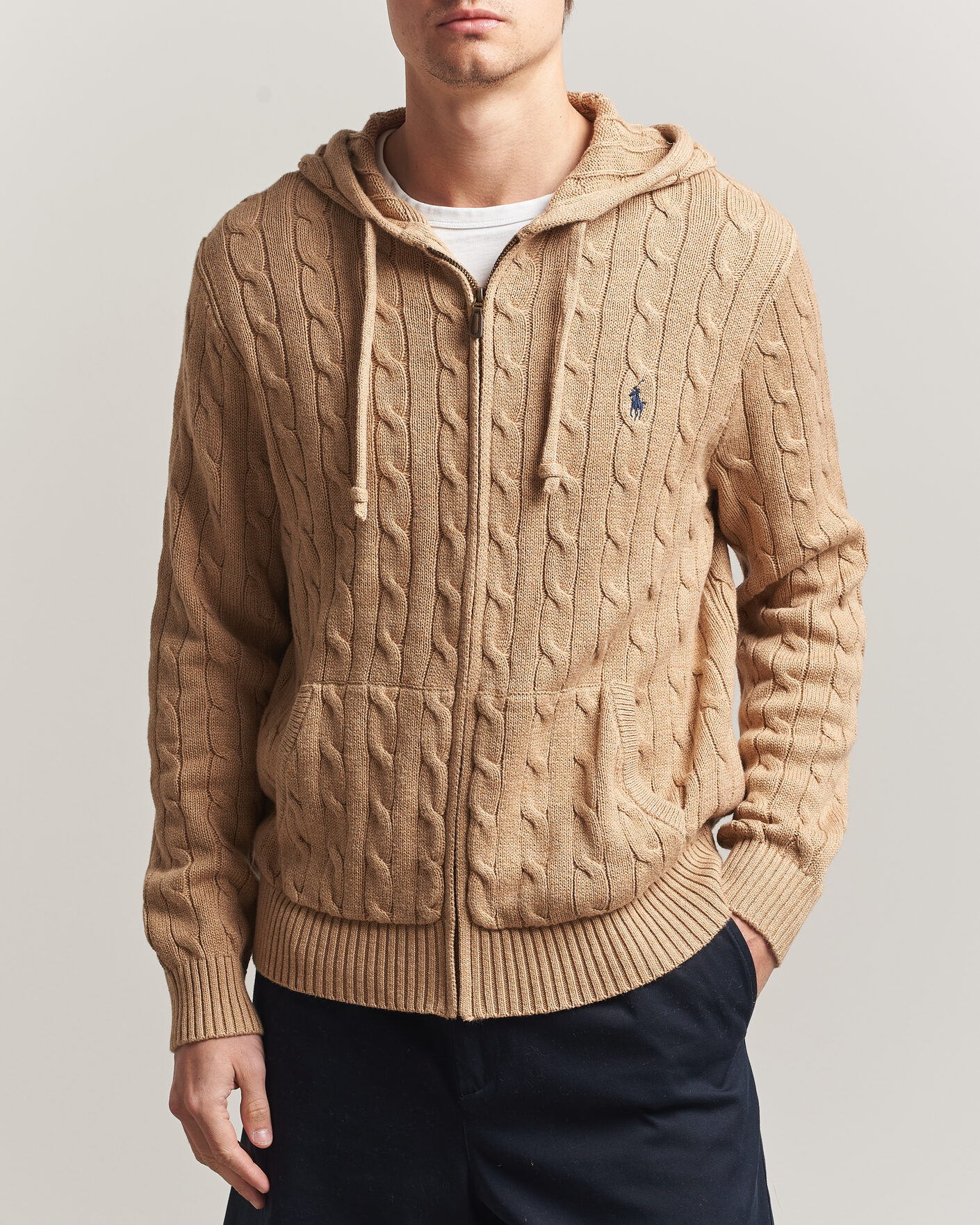 Herre | Gensere | Polo Ralph Lauren | Knitted Full Zip Sweater Camel Melange