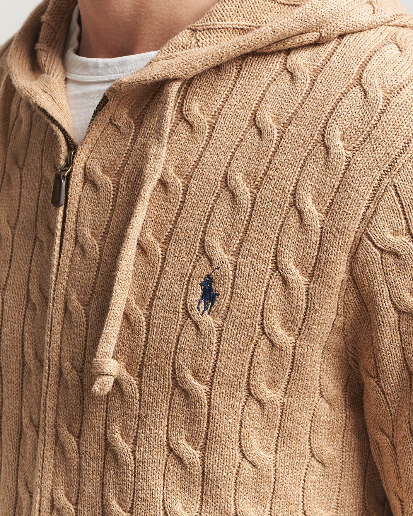 Herre | Gensere | Polo Ralph Lauren | Knitted Full Zip Sweater Camel Melange