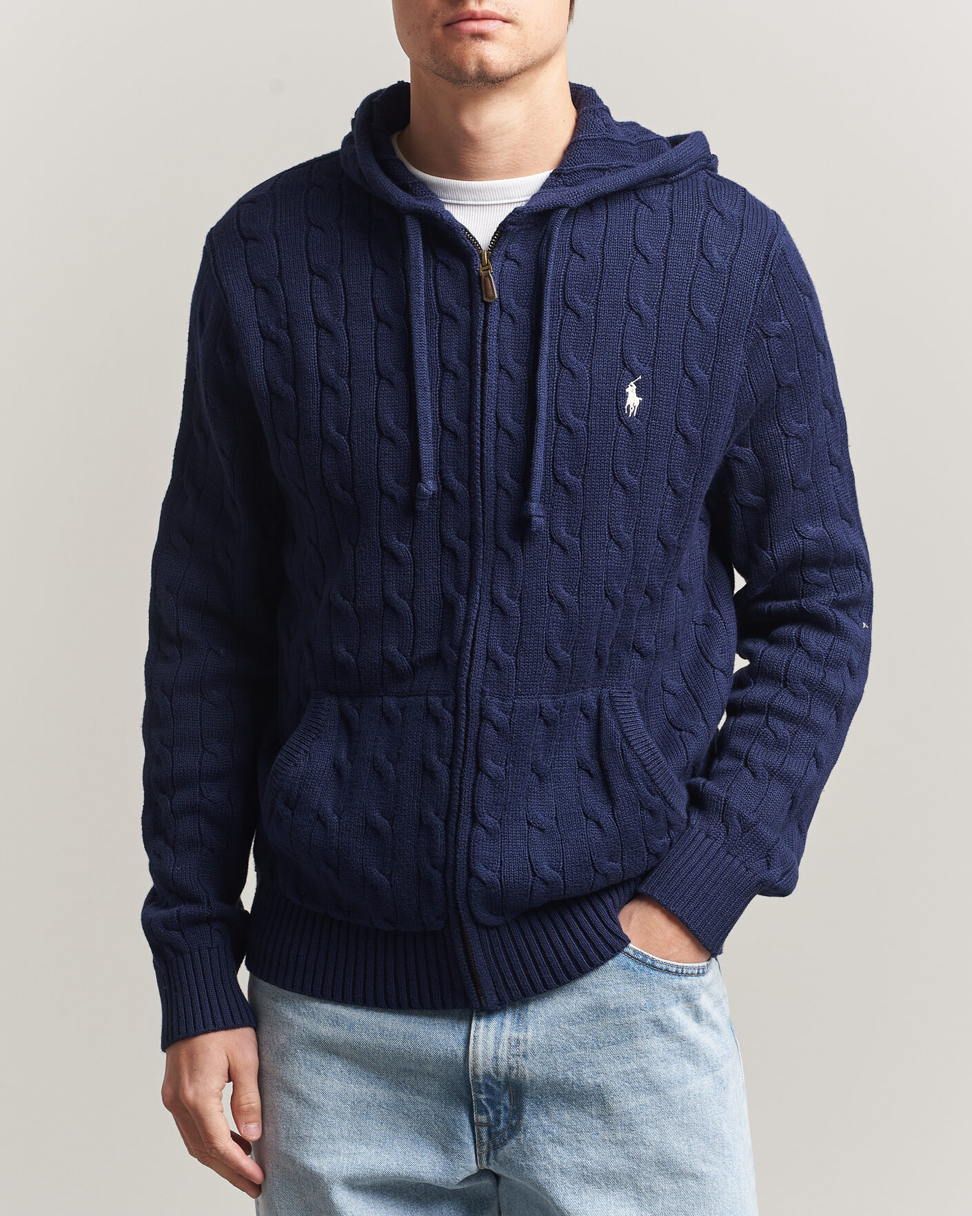 Herre | Gensere | Polo Ralph Lauren | Knitted Full Zip Sweater Bright Navy