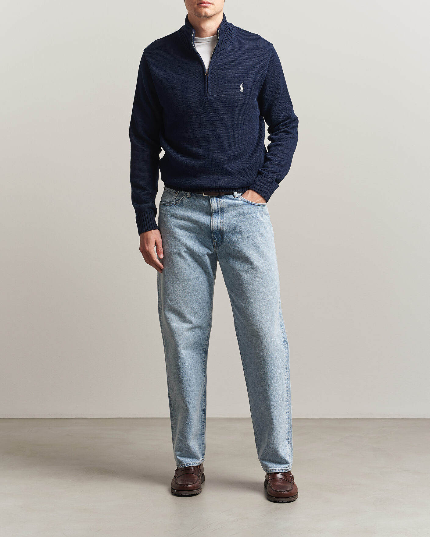 Herre | Gensere | Polo Ralph Lauren | Cotton Crew Neck Half-Zip Hunter Navy