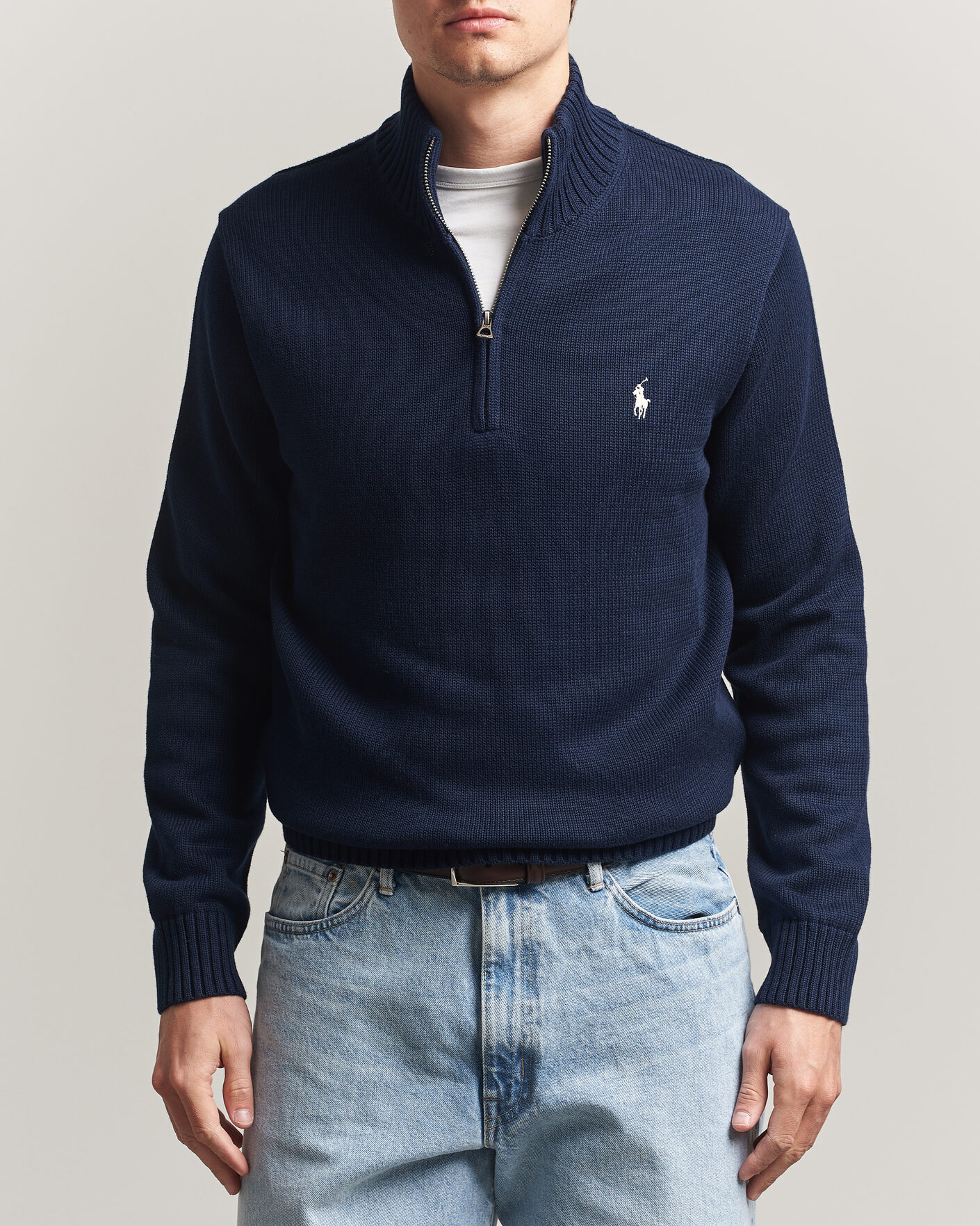 Herre | Gensere | Polo Ralph Lauren | Cotton Crew Neck Half-Zip Hunter Navy
