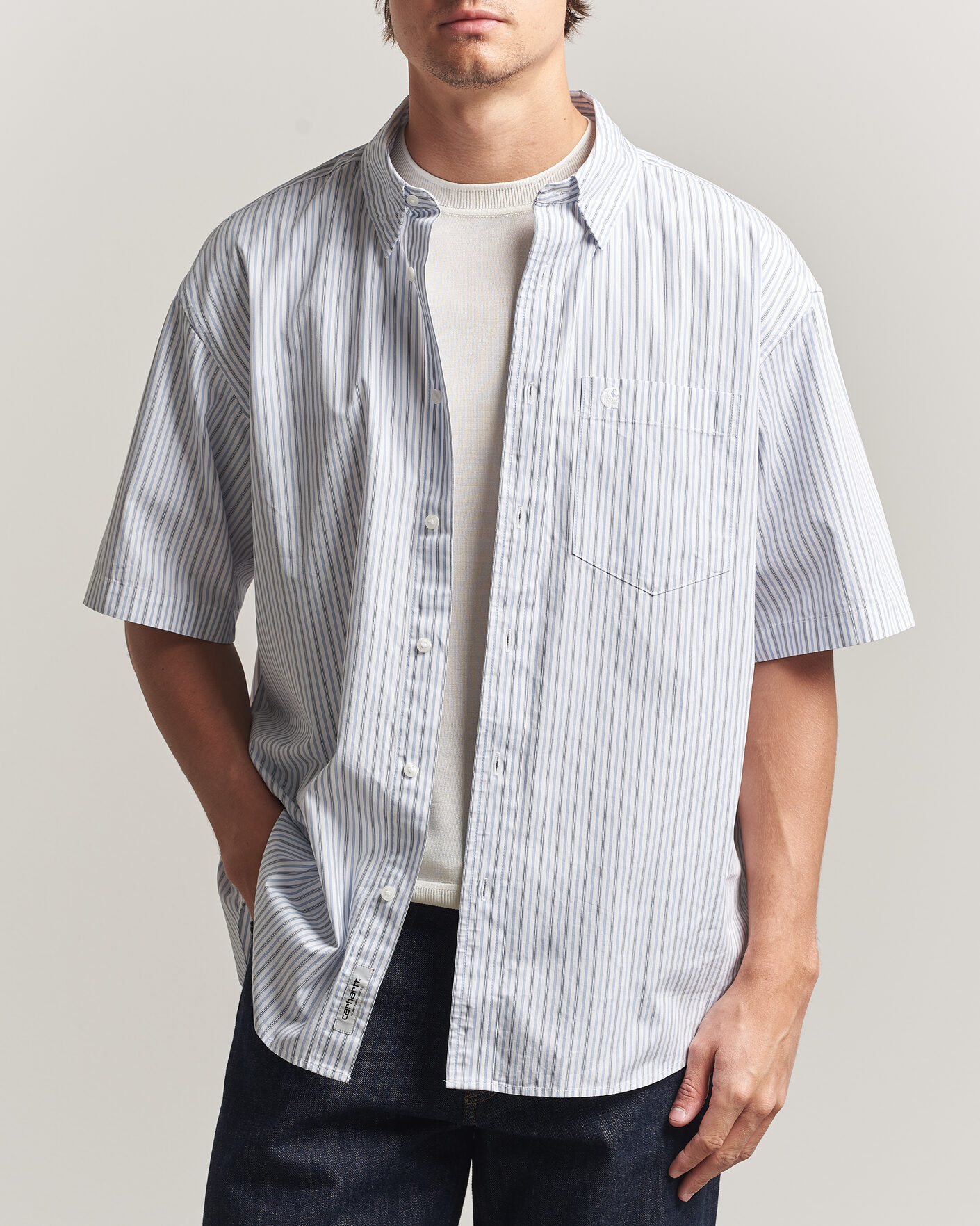 Herre | Skjorter | Carhartt WIP | Short Sleeve Keene Cotton/Poplin Shirt White
