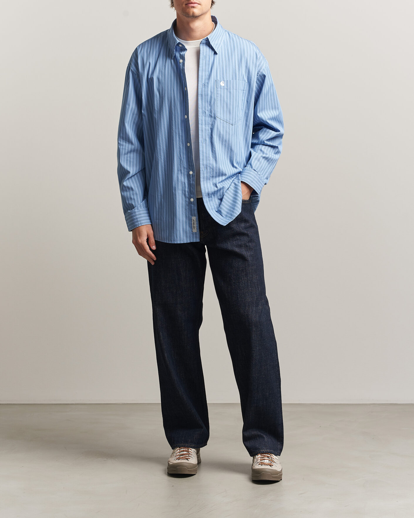 Herre | Skjorter | Carhartt WIP | Keen Striped Cotton Poplin Shirt Curacao