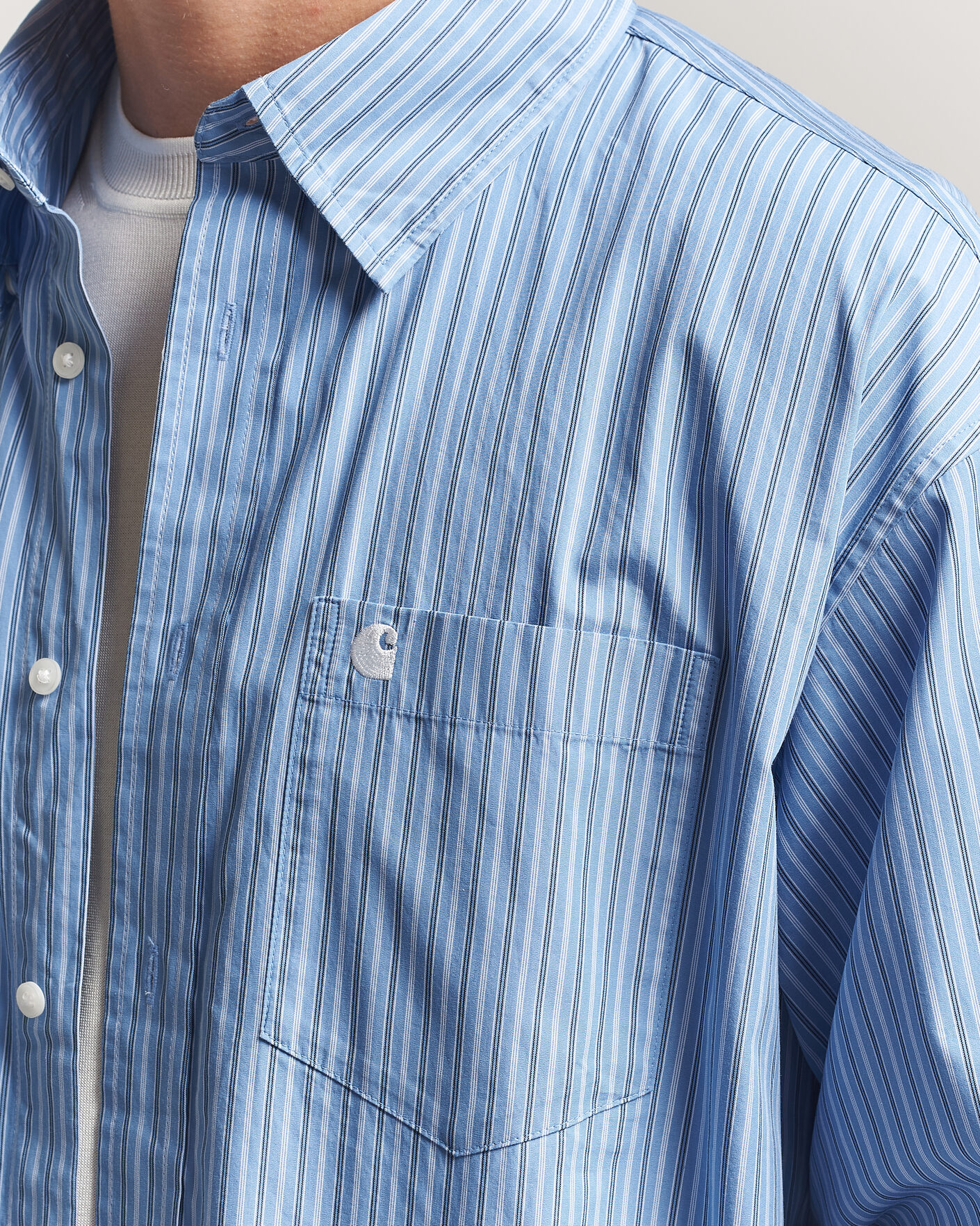 Herre | Skjorter | Carhartt WIP | Keen Striped Cotton Poplin Shirt Curacao