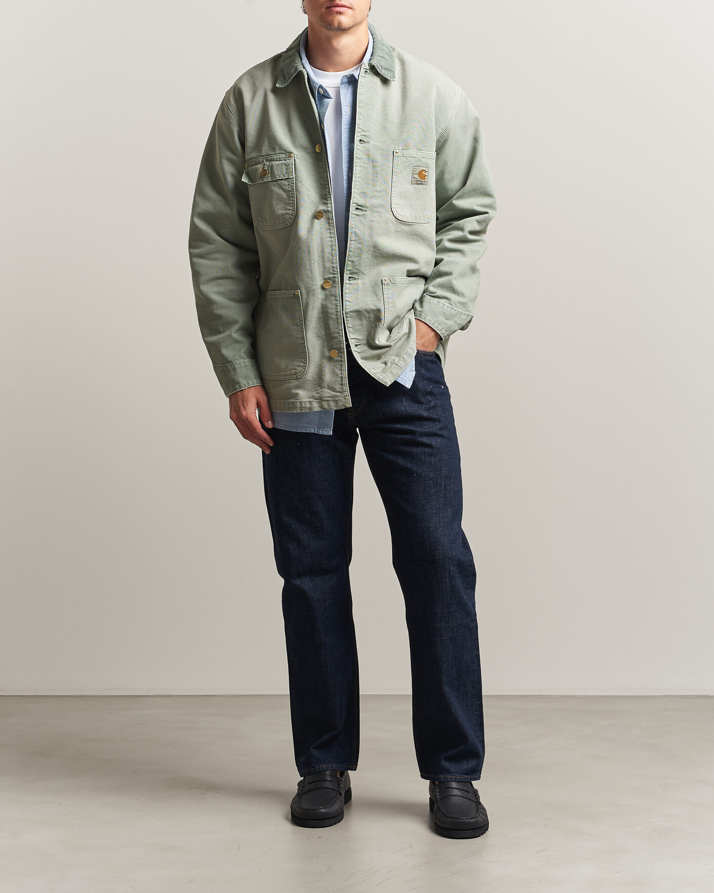 ”アメリカ軍　軍事医療センター　ラグ　絨 Carhartt WIP OG Dearborn Canvas Chore Coat Shady Green hos