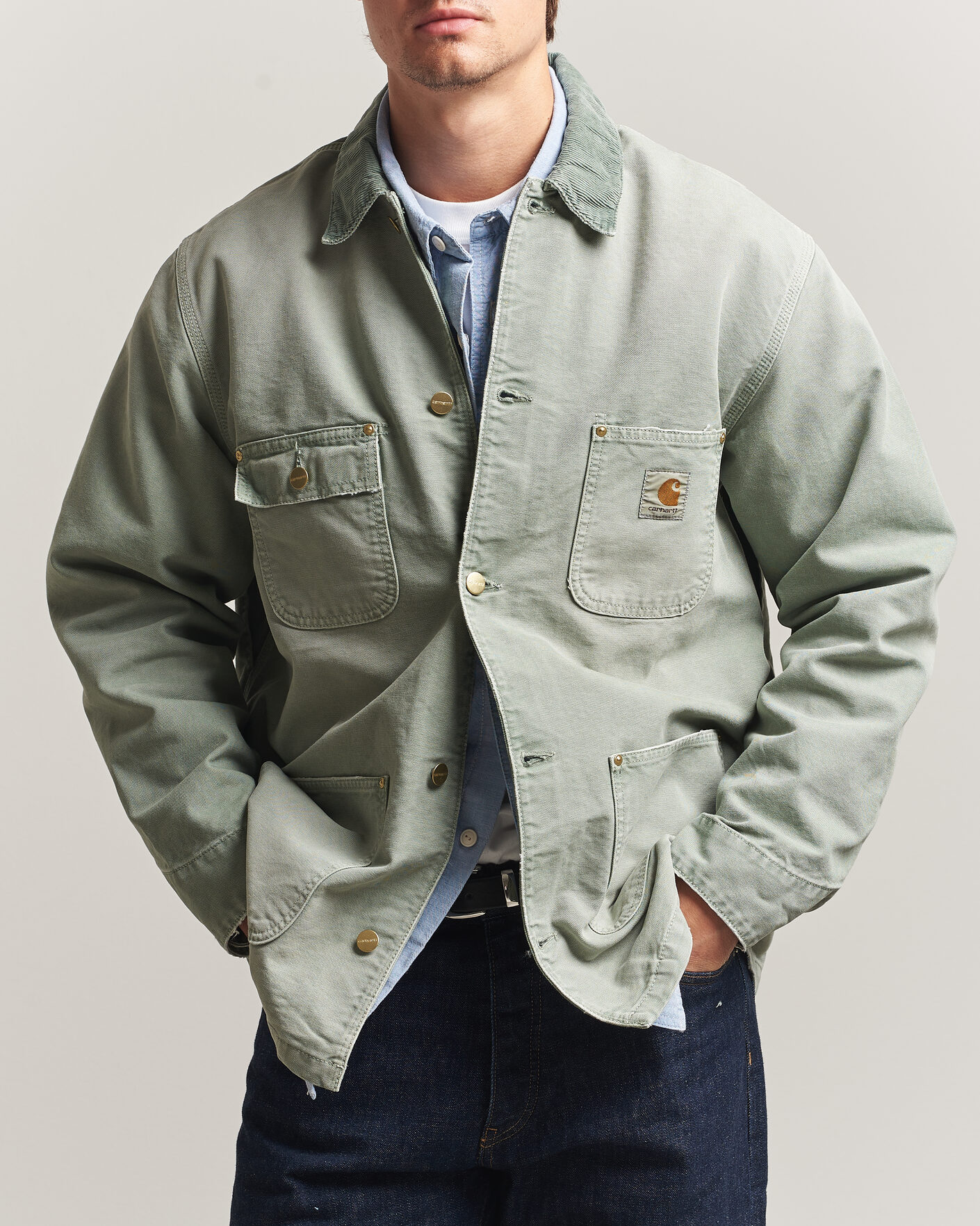 ”アメリカ軍　軍事医療センター　ラグ　絨 Carhartt WIP OG Dearborn Canvas Chore Coat Shady Green hos