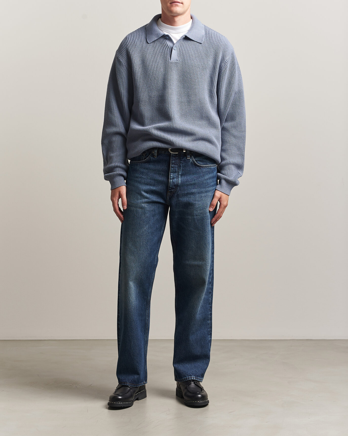 Herre | Gensere | Carhartt WIP | Miles Knitted Cotton Polo Shad Blue